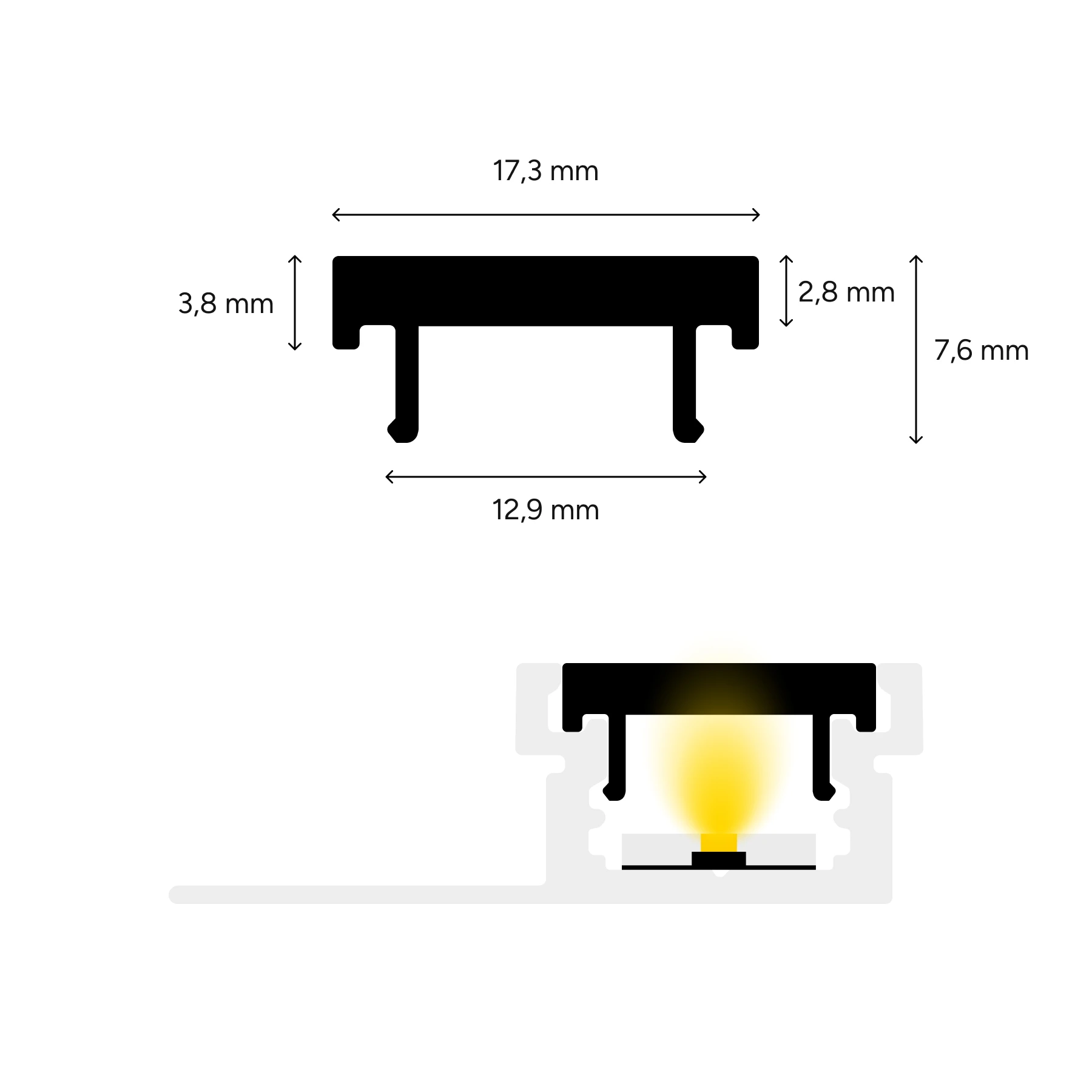 diffuse Abdeckung für LED Fliesenabschlussprofil, CC-80