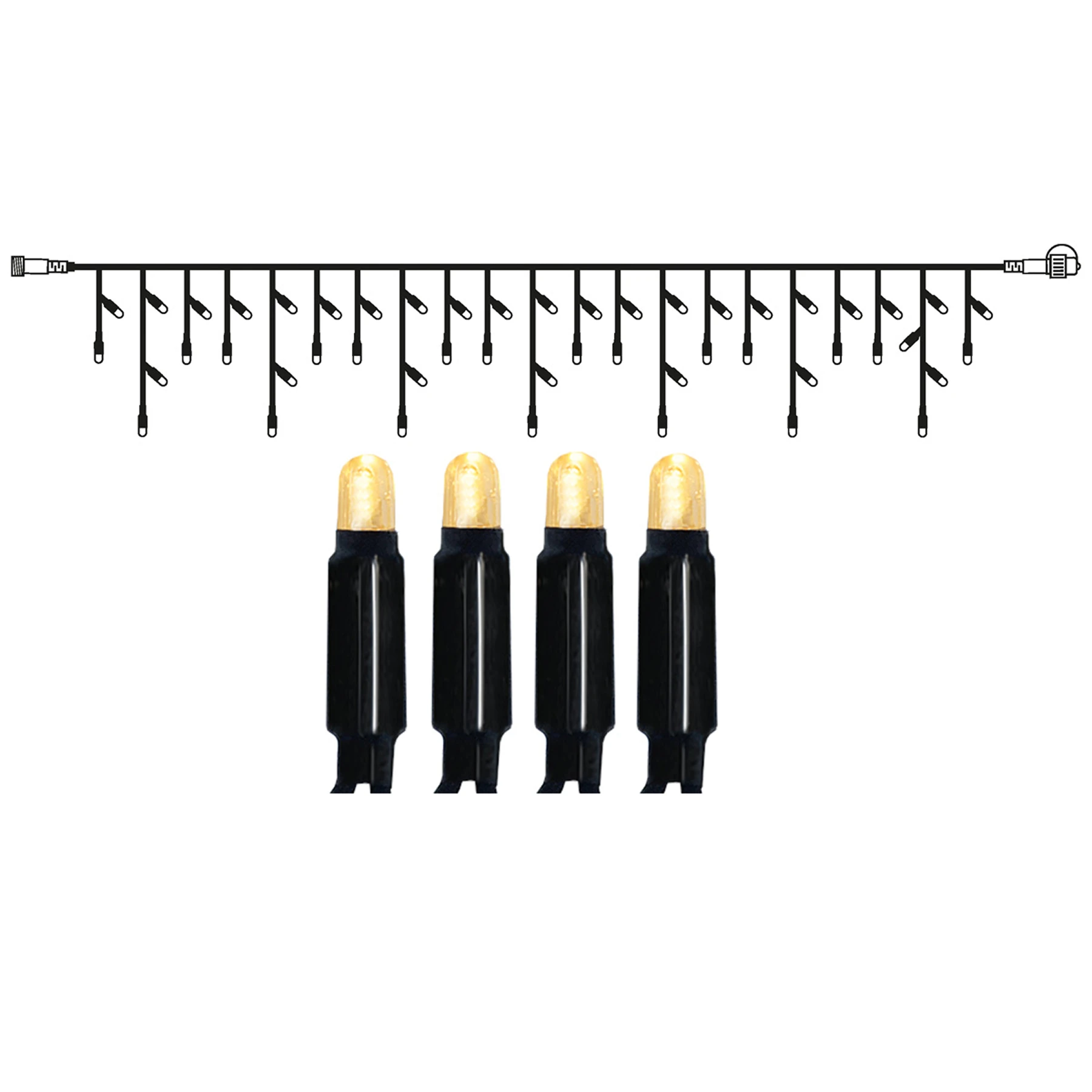 Golden Warm White - Lichtervorhang für außen - 3 m - Erweiterung - 49 LEDs - Netzbetrieb - Warmweiß