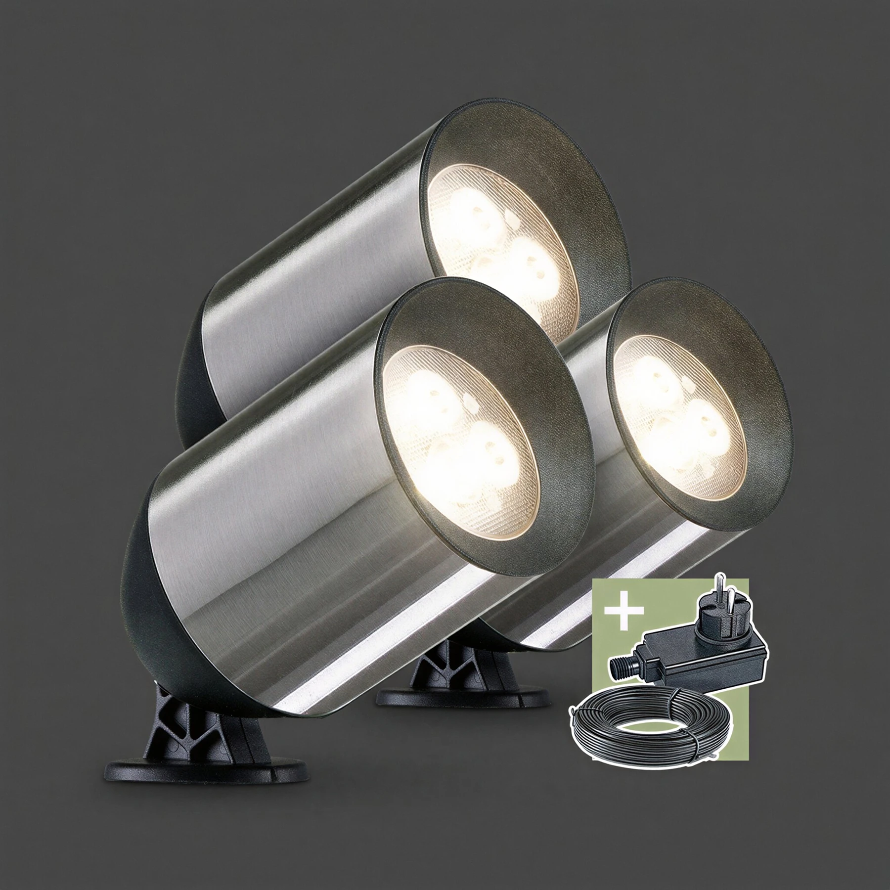 Ludeco, 12V Wegeleuchte - Fenor 3er Set, 4,5W, warmweiß, IP44