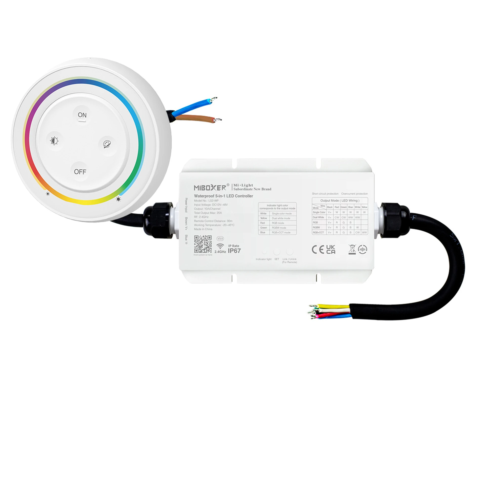 LED Funk Controller Set - 1 Zone - 5 Kanal - RGB+CCT - Fernbedienung (2,4 GHz) - wasserfest -IP67