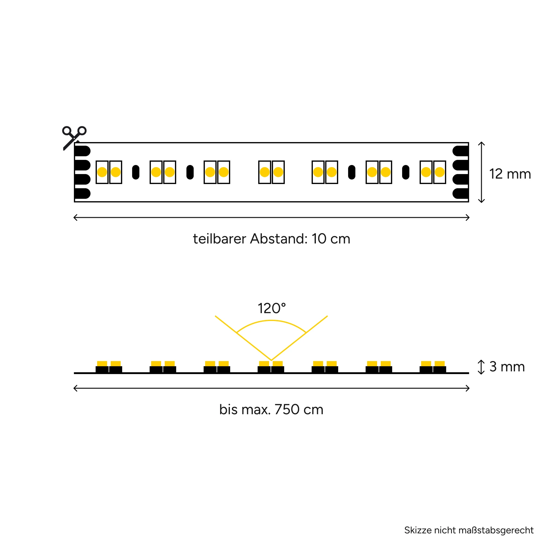 24V  SET – Farbtemperatur einstellbar – 5m LED Streifen  incl. Netzteil und Dimmer