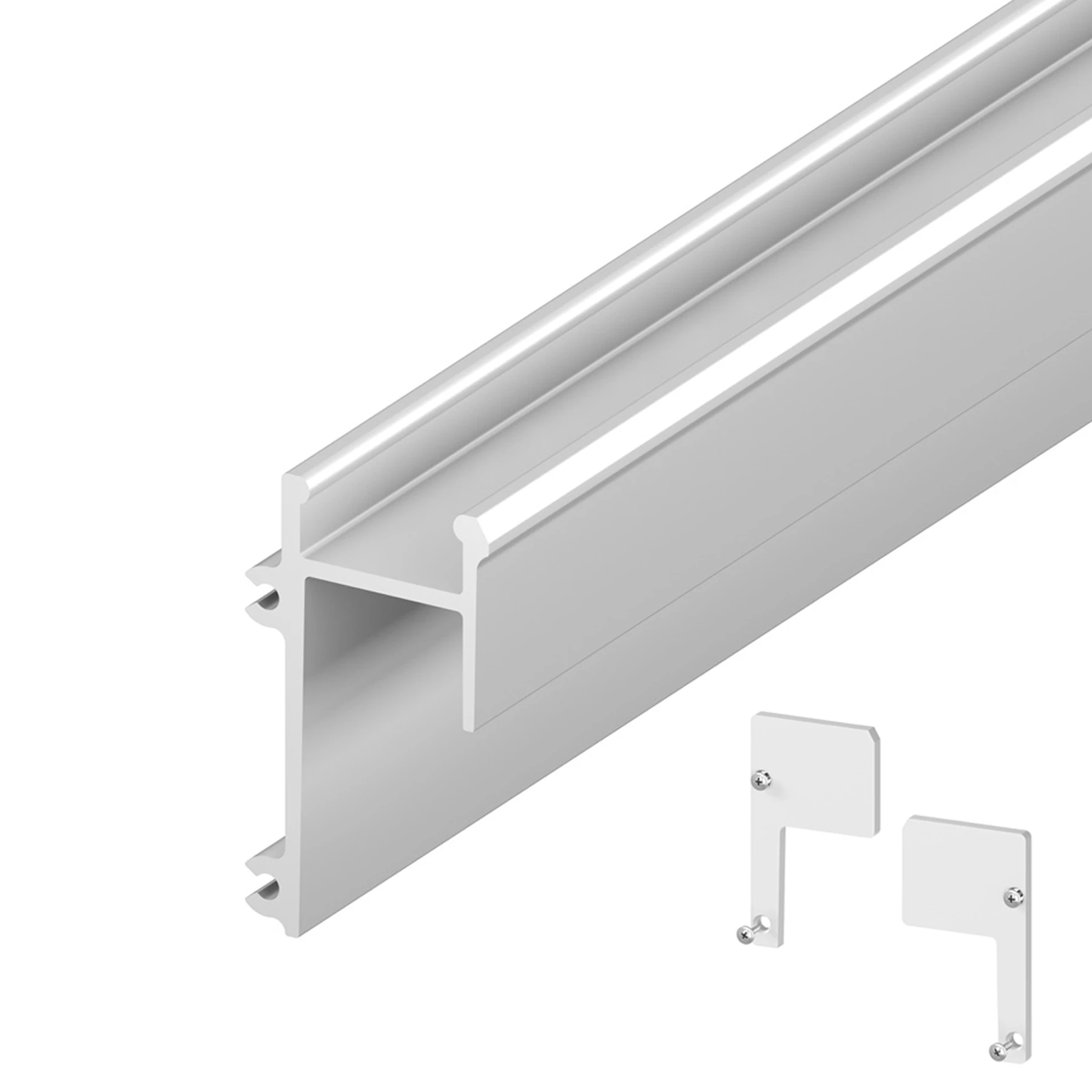 Aluminium LED Trockenbau Abschlussprofil, GK 47-2, 2,0 x 3,54 x 50cm - ohne Abdeckung - 2er Set - beidseitig ohne Loch