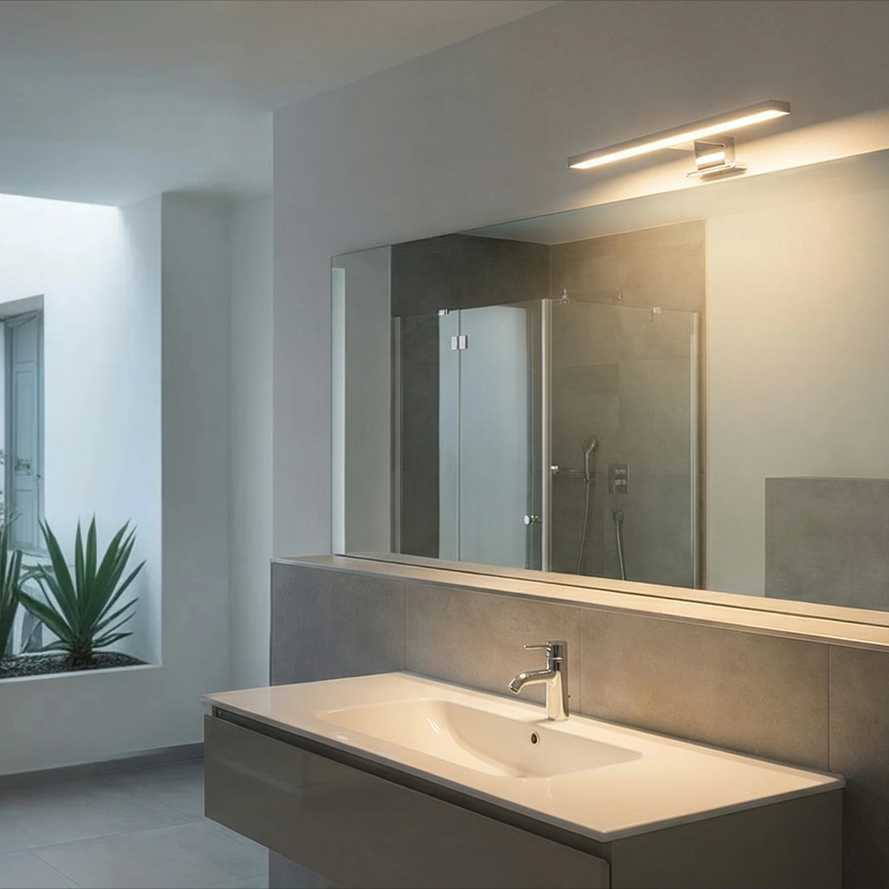 230V LED - Spiegelleuchte in  Chrom - Lichtfarbe: Neutralweiß - 5W - 30cm
