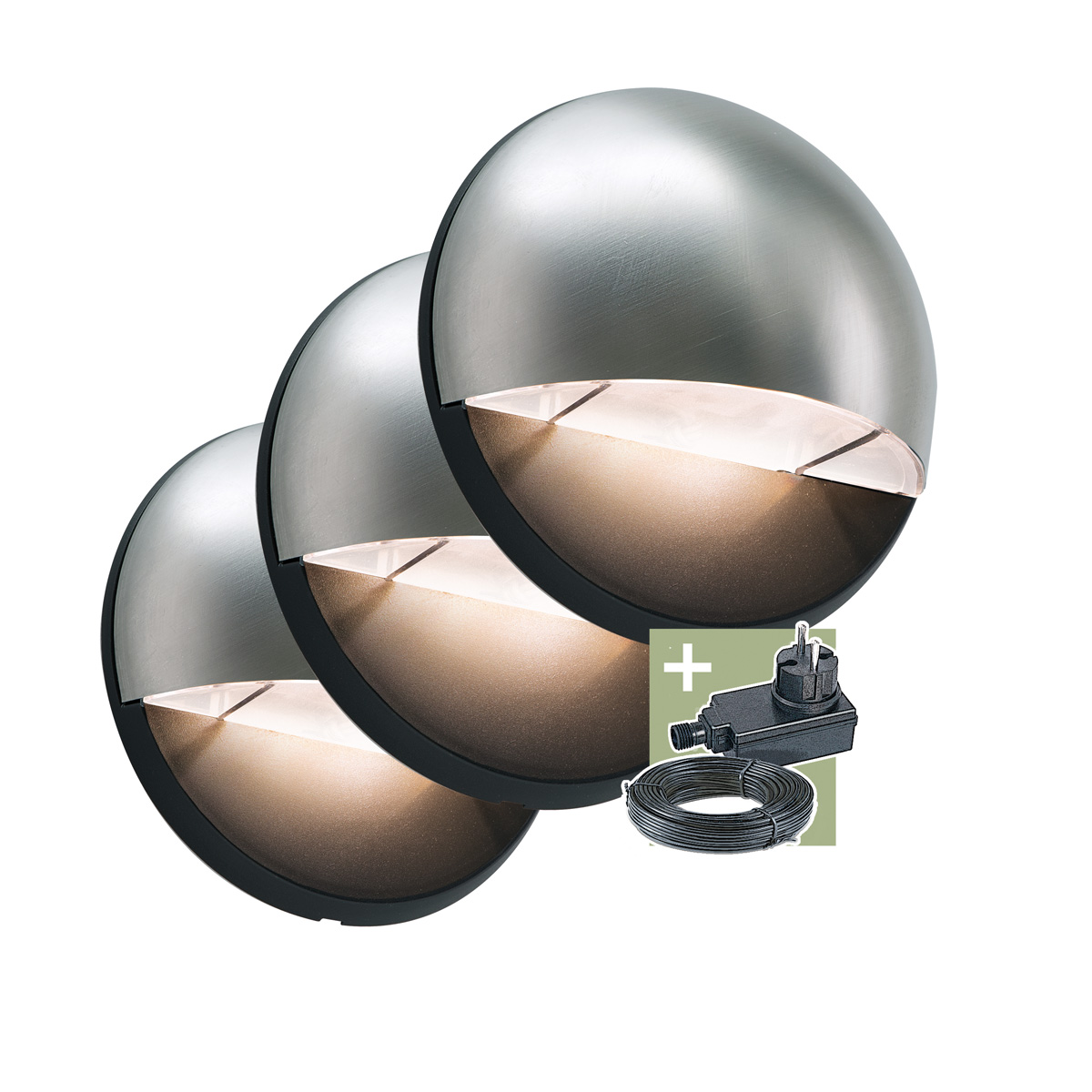 Ludeco, 12V Wandleuchte - Aron 3er Set, 3W, warmweiß, IP44