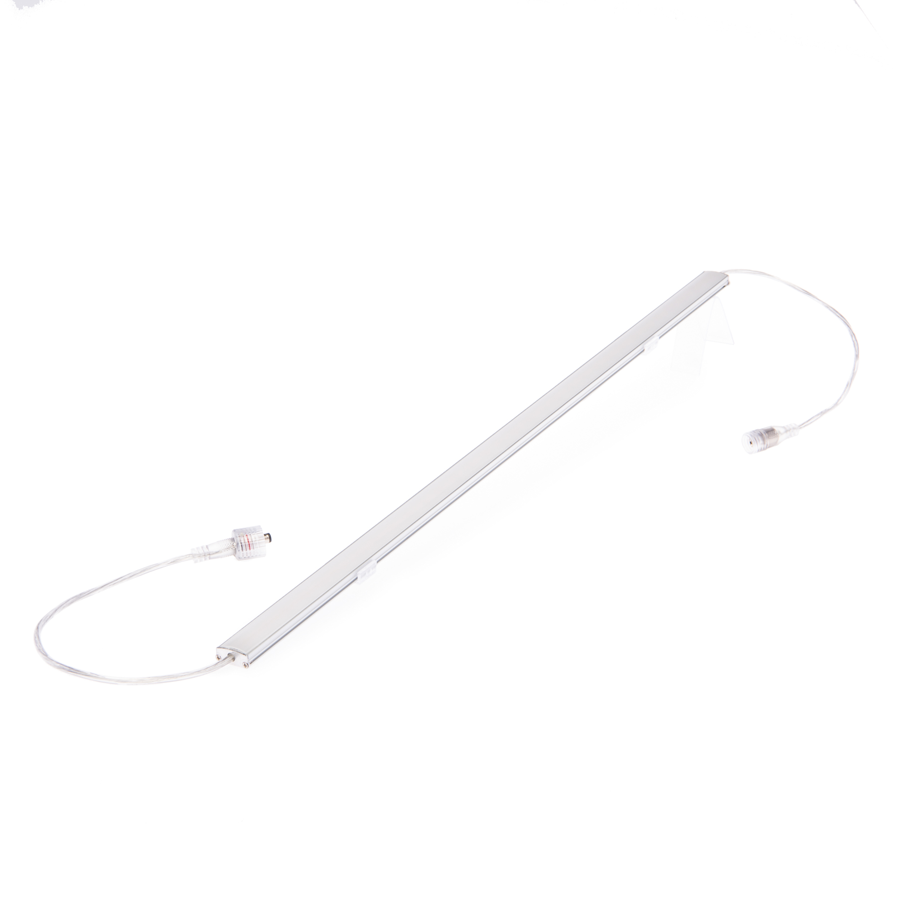12V wasserfeste Aluminium LED Leiste – warmweiß – 50cm– diffuse Abdeckung  – IP65 - 20cm Eingangskabel mit DC-Rundbuchse 2polig - mit Ein- und Ausgangskabel