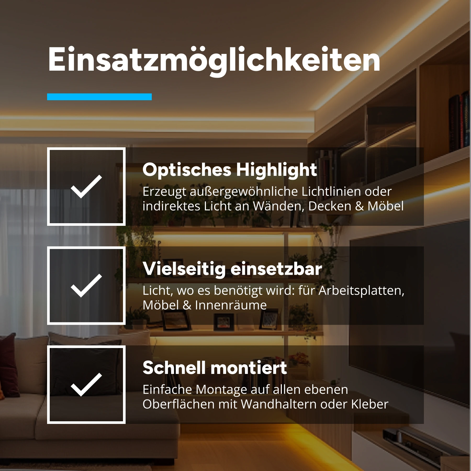 24V Black Line LED Eckleiste - RGBWW (RGB + warmweiß) - diffuse Abdeckung - 33cm - 18 LEDs - 4 Watt - 360 Lumen - mit Ausgangskabel ( zum Anschluss einer weiteren LED- Leiste )