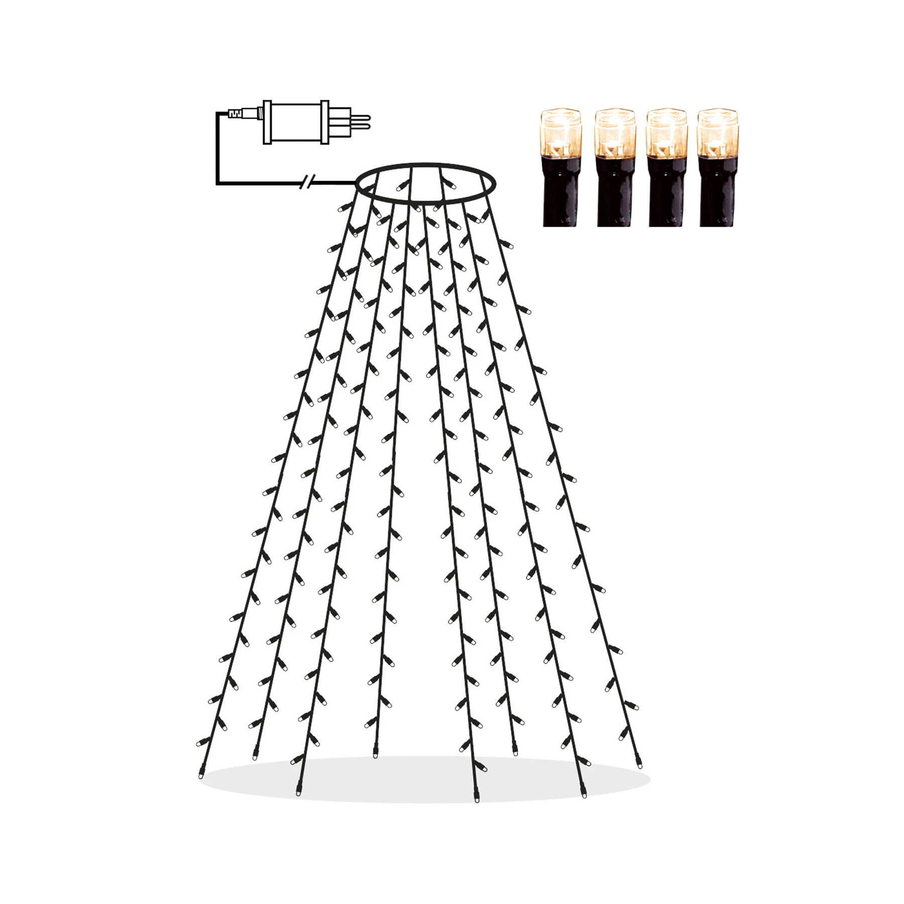 Serie LED - Baumlichterkette für außen - 0,1 m - 160 LEDs - Netzbetrieb - Warmweiß
