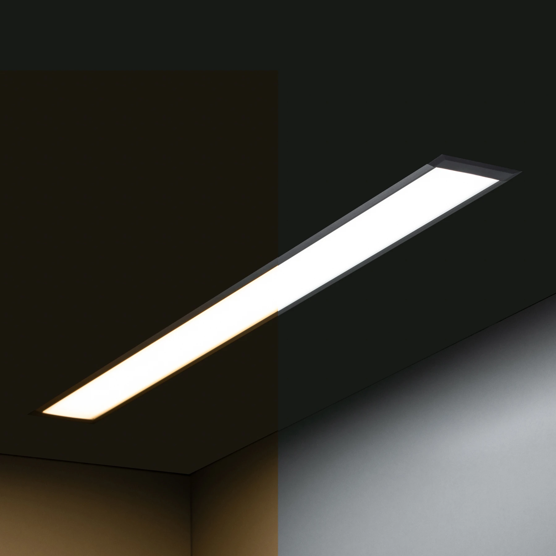 24V Aluminium LED Einbauleuchte - Farbtemperatur einstellbar-linear-diffuse Abdeckung, bis 3m Länge