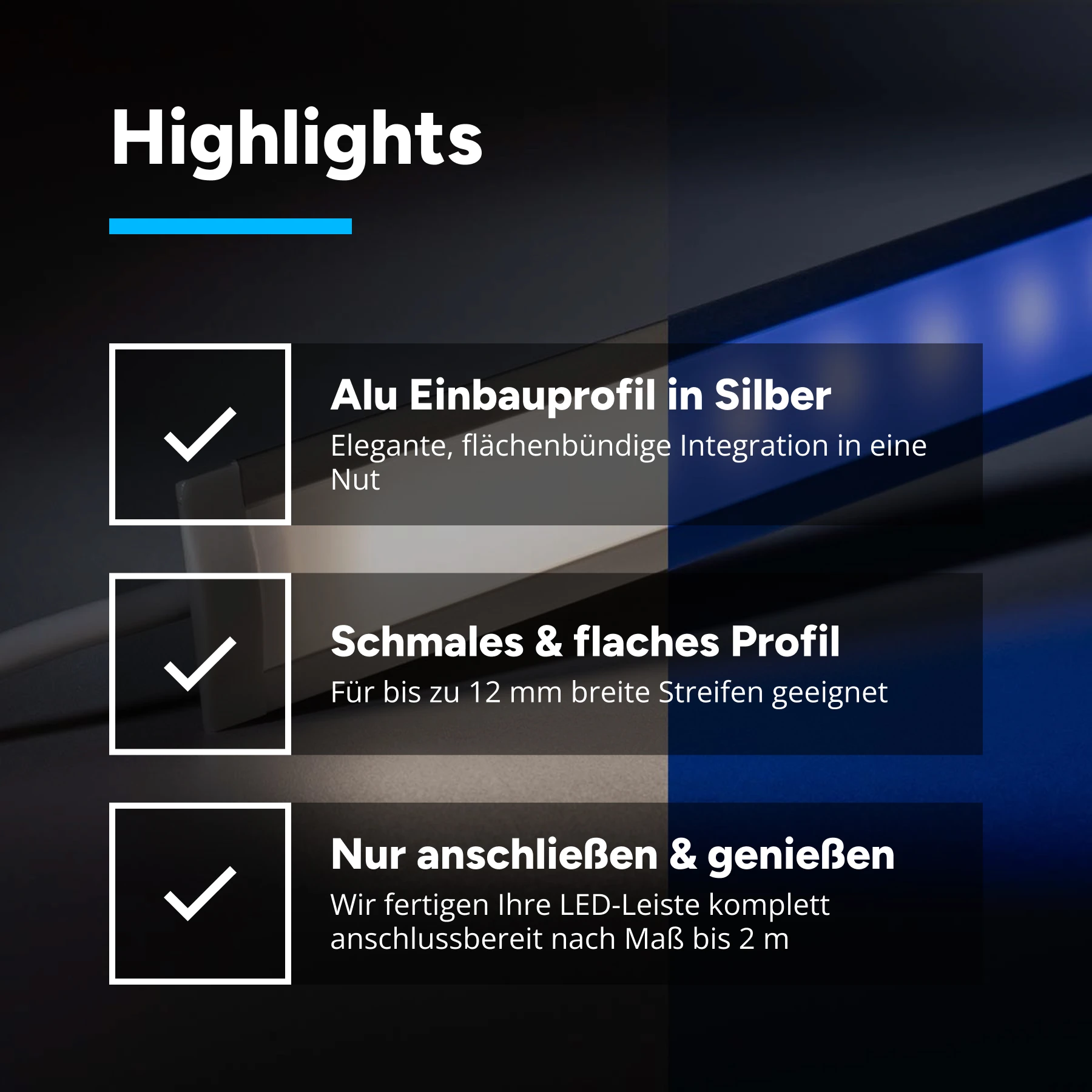 24V Aluminium Einbau LED Leiste schmal - RGBW (RGB + neutralweiß) - diffuse Abdeckung - 33cm mit 18 LEDs - 4 Watt - 360 Lumen