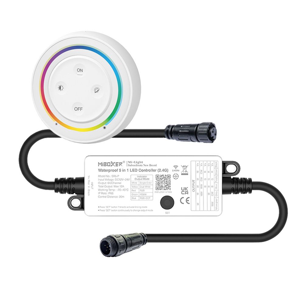 Plug & Play LED Funk Controller Set - 1 Zone - 4 Kanal - RGBW - Fernbedienung - 2,4 GHz - IP66