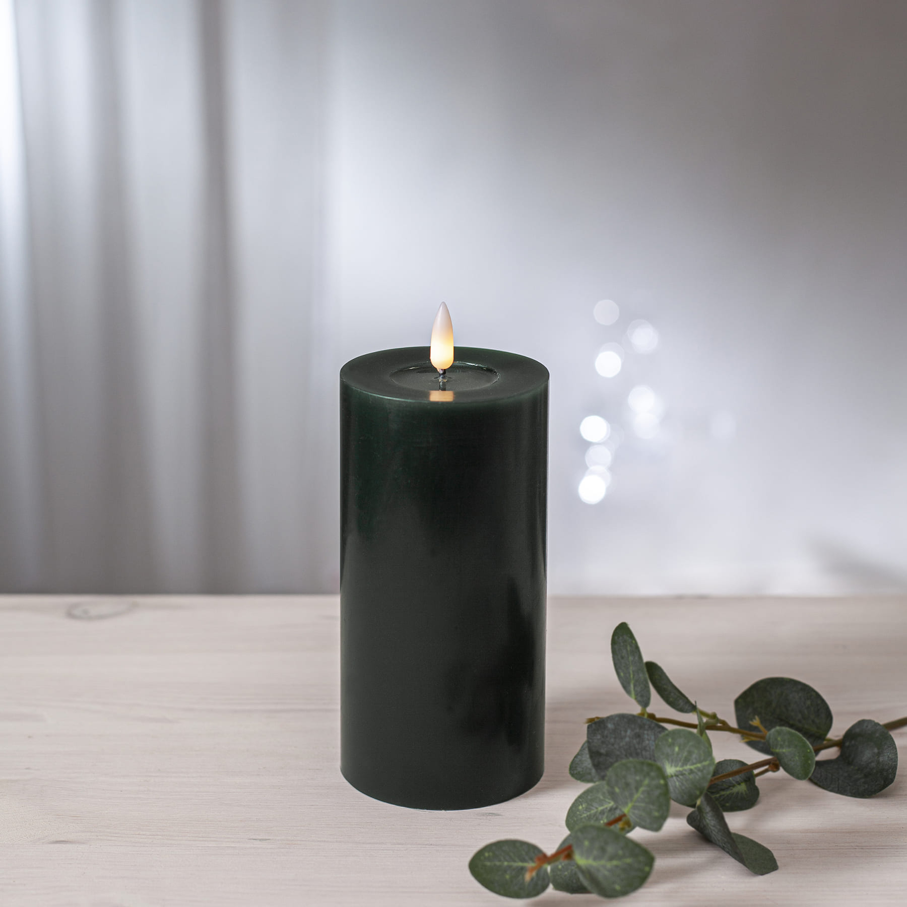 Flamme Flow - Kerze für innen - Braun - Höhe: 17,5 cm - Batteriebetrieb - Timer - flackernd