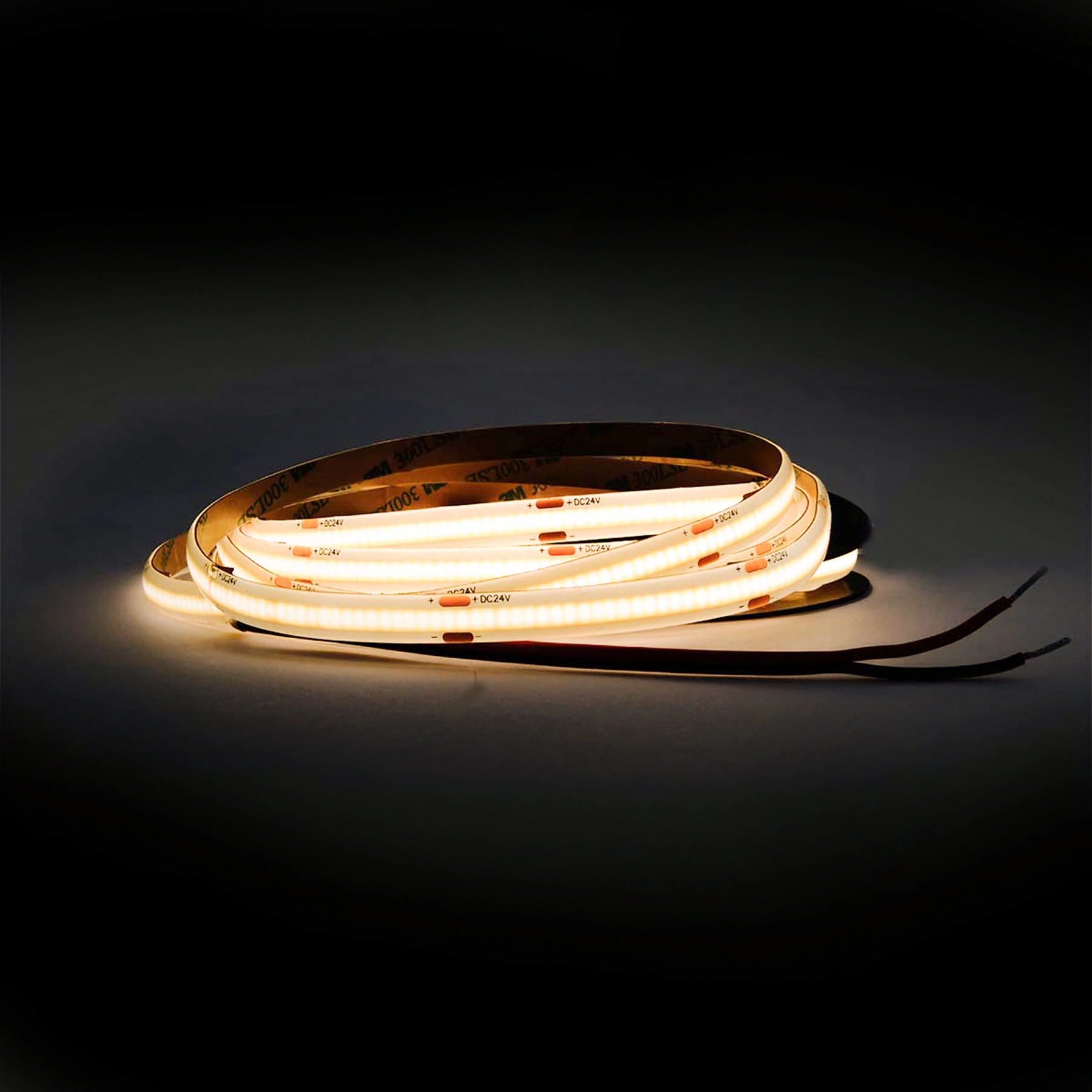 24V wasserfester COB LED Streifen - warmweiß - IP65 - 8mm breit - alle 5cm teilbar - 225cm - 1080 LED Chips - 20,3 Watt - 1951 Lumen