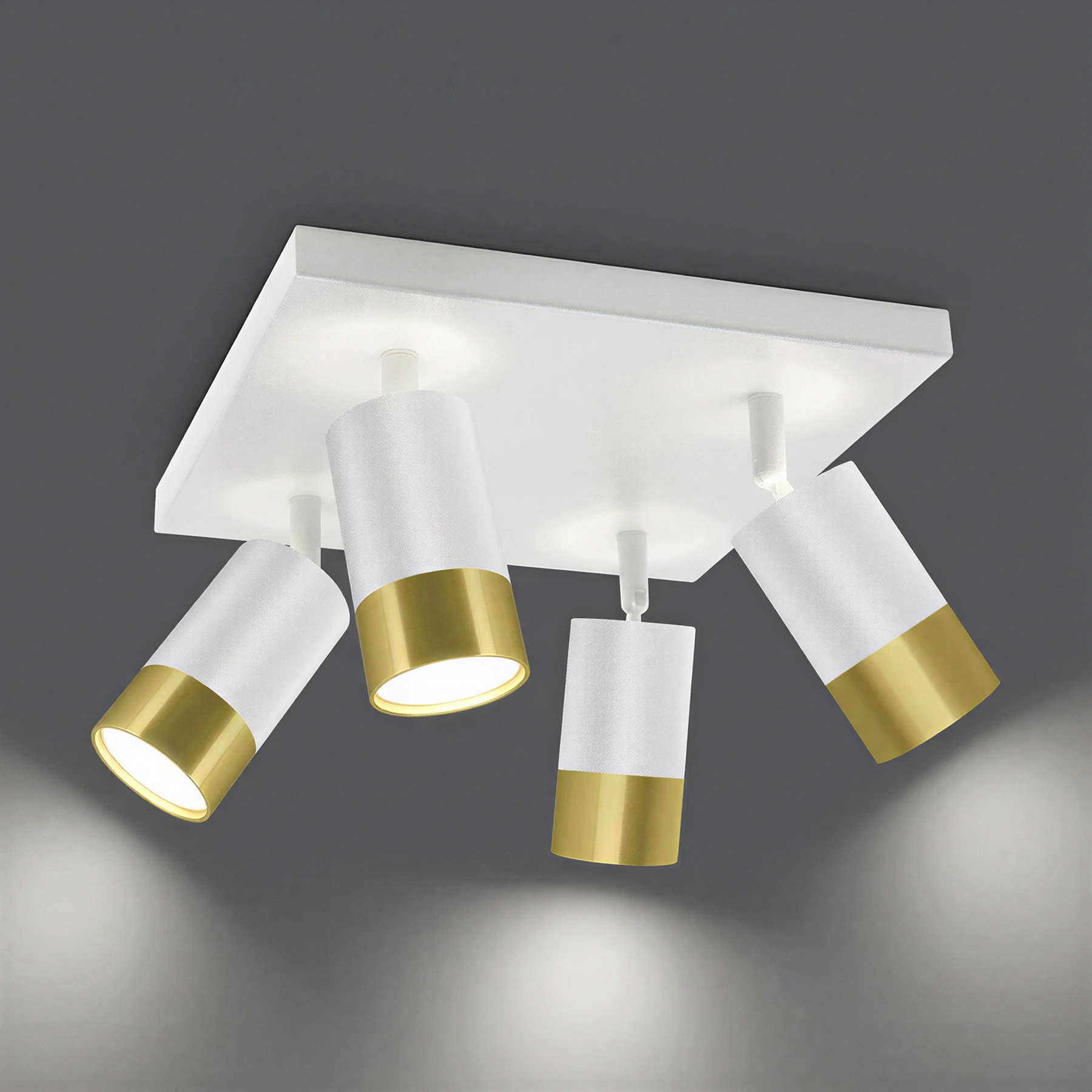 PUZON SPT 4 - Decken Spotleuchte in weiß/gold - Lichtfarbe: individuell wählbar