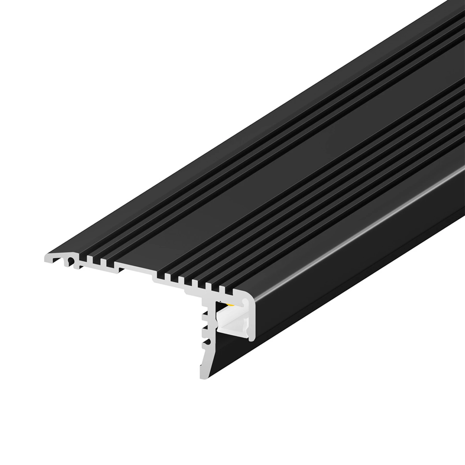 schwarzes Aluminium LED Treppen Profil in Wunschlänge, 5,4 x 2,39cm