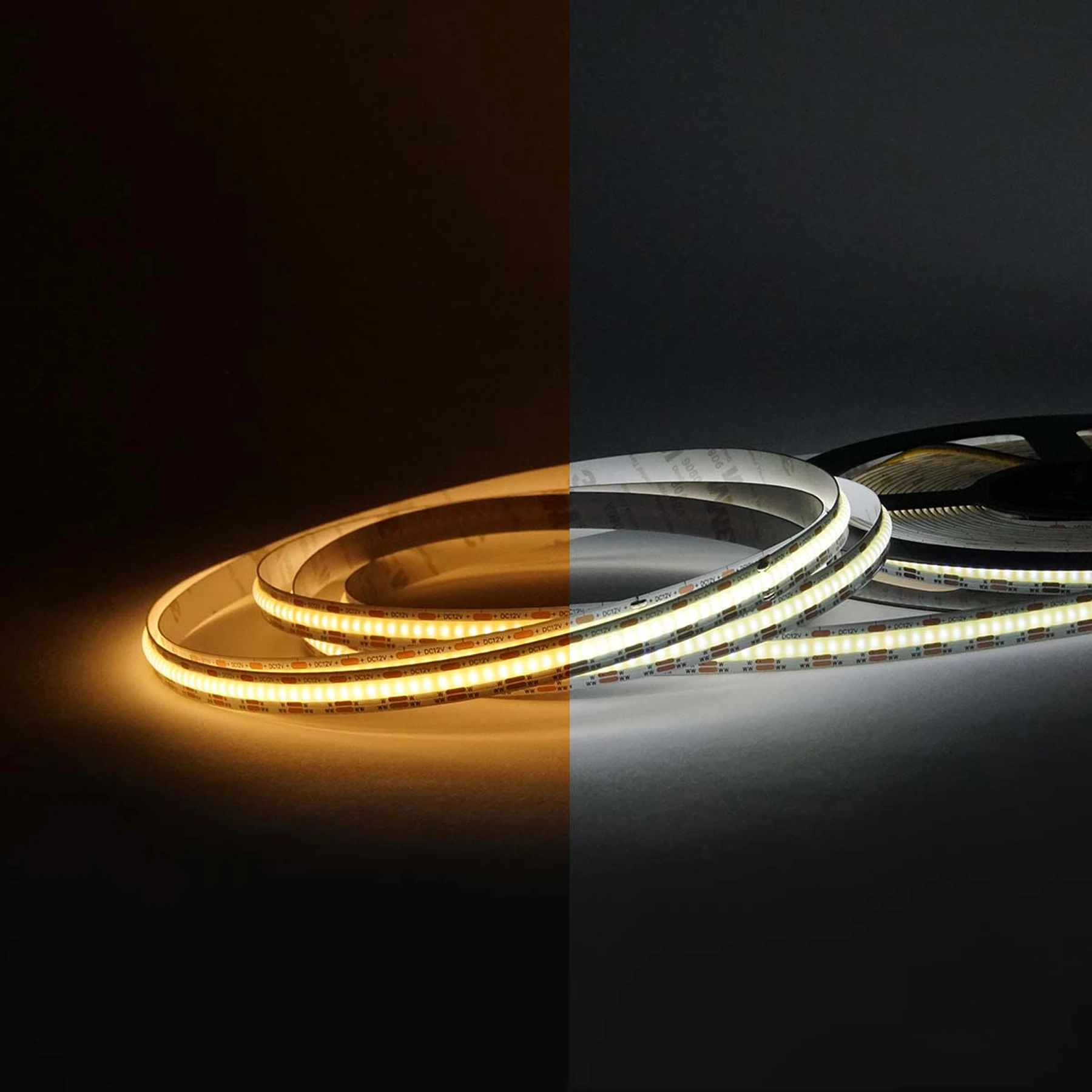 12V COB LED Streifen - einstellbare Farbtemperatur - alle 1,3cm teilbar - 10mm breit - 1,3cm - 8 LED Chips - 1 Watt - 25 Lumen - ohne Eingangskabel - Löten erforderlich