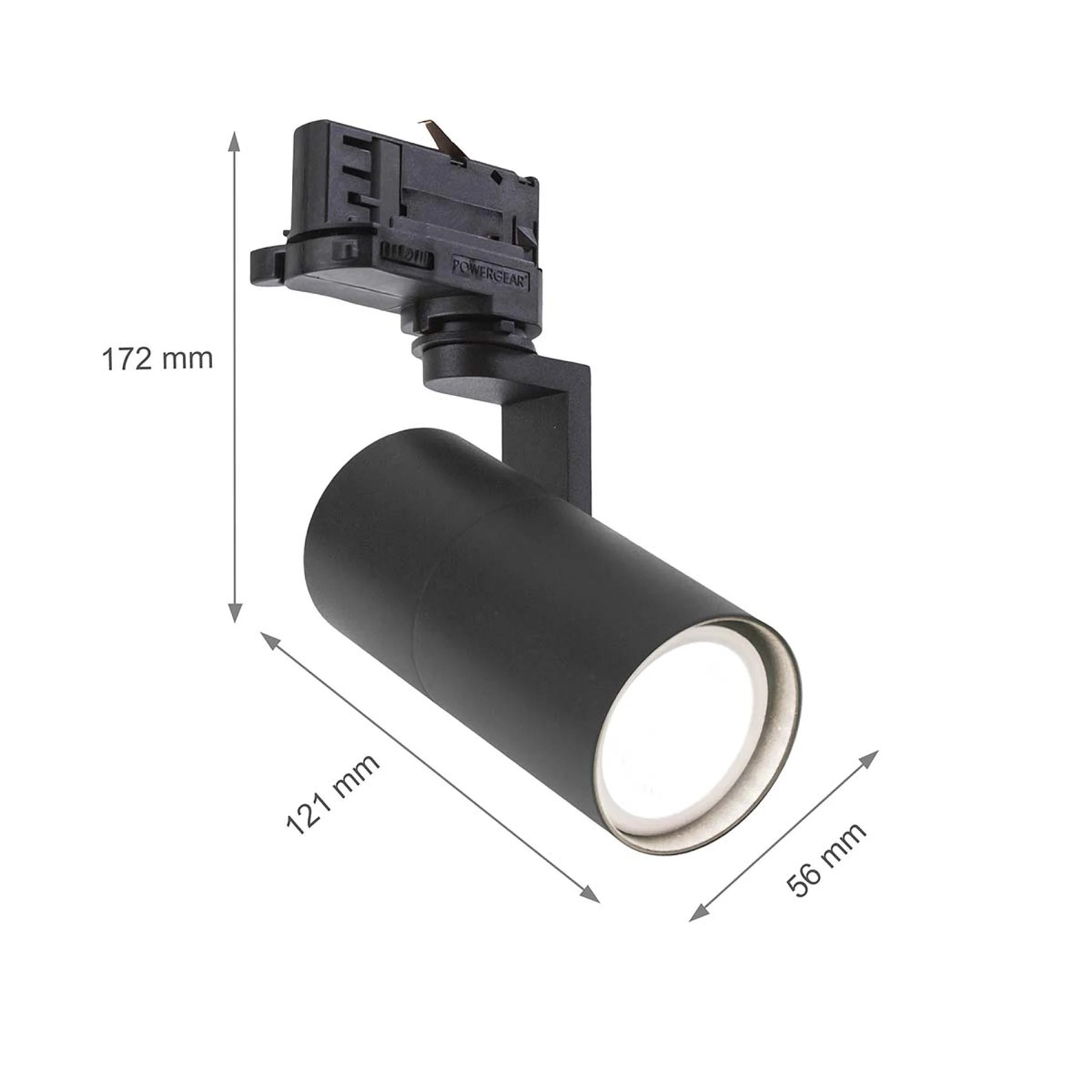 230V LED 3-Phasen Schienenleuchte  - 10W - GU10, schwarz - ohne Leuchtmittel