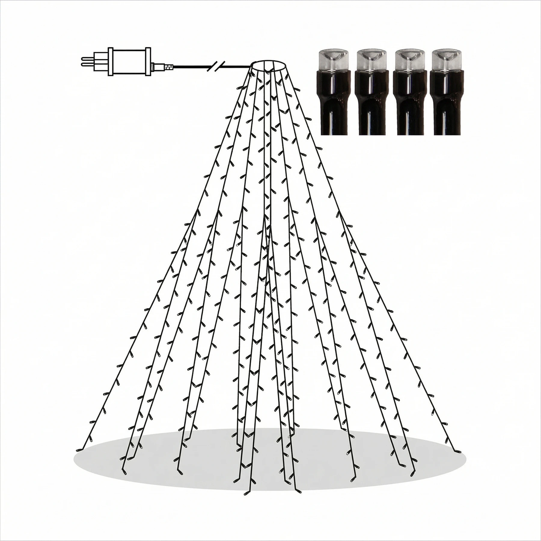 Shiny White - Baumlichterkette für außen - 0,07 m - 360 LEDs - Netzbetrieb - Warmweiß