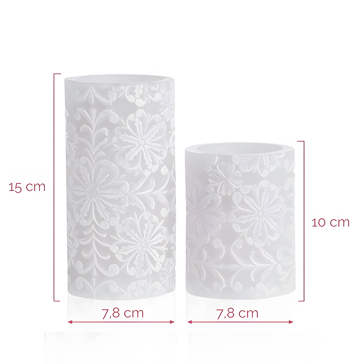 Kerzen Set für innen - Weiß - Höhe: 10/ 15 cm - Batteriebetrieb - flackernd