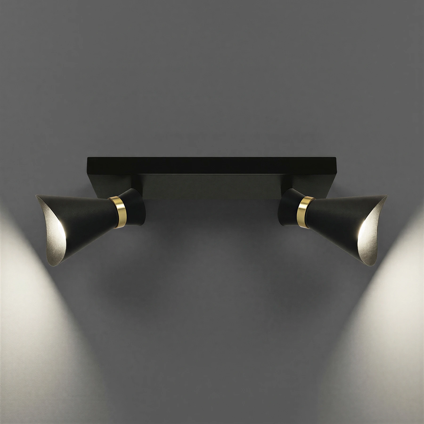 LORETA SPT 2 - Decken Spotleuchte in schwarz/gold - Lichtfarbe: individuell wählbar