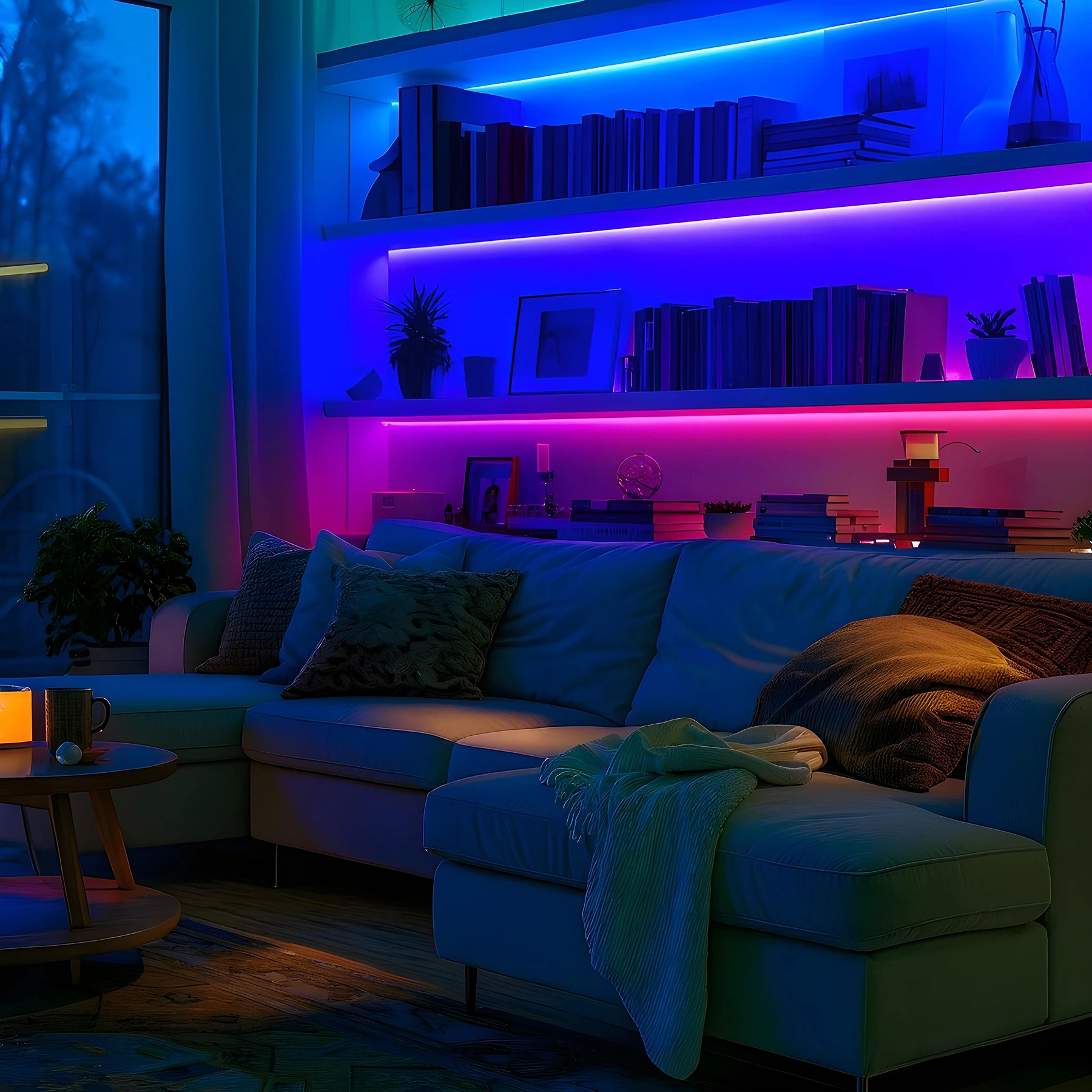 24V RGB LED Streifen Set mit Fernbedienung und Netzteil, 500cm Länge, Farbwechsel mit Steckdosen Netzteil