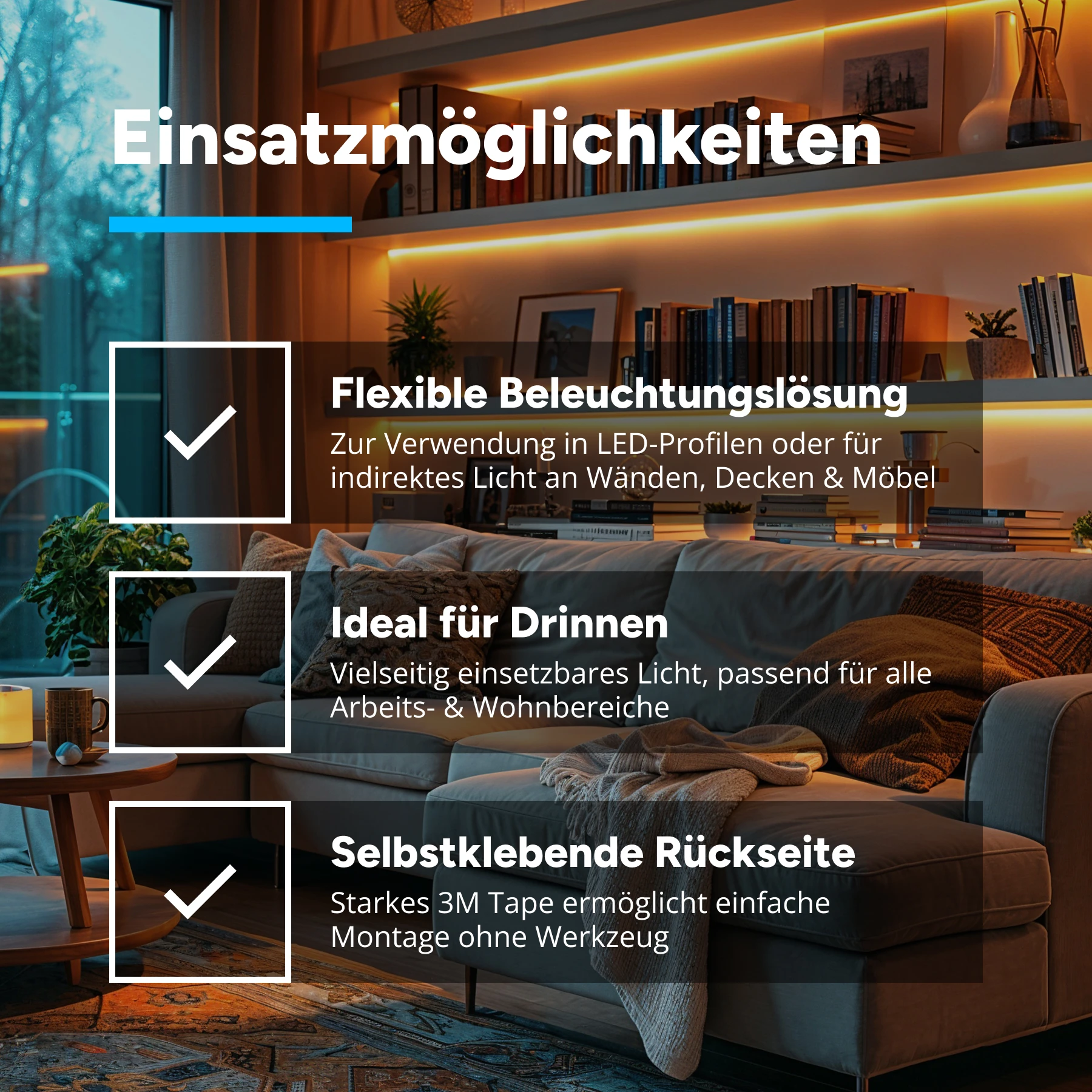 48V LED Streifen - warmweiß - alle 3,3cm teilbar - 10mm breit - 1106,7cm - 4648 LED Chips - 110,7 Watt - 8743 Lumen - mit 2 Steckerbuchsen - kein Löten - 100cm Anschlußkabel zum Netzteil