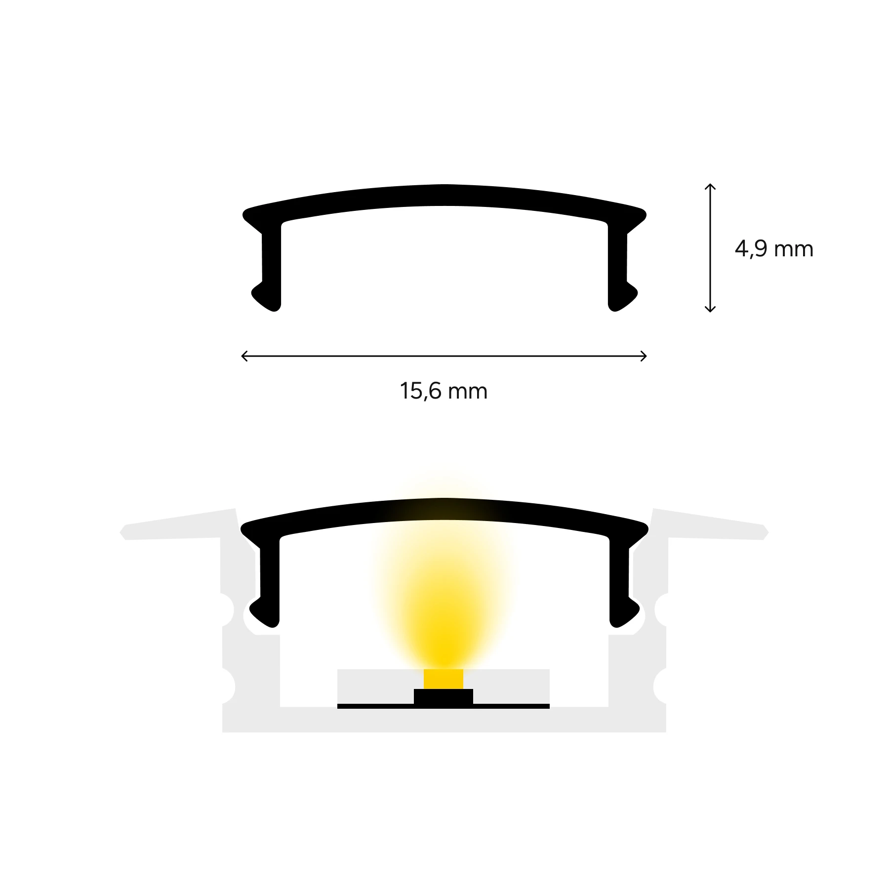 schwarze Abdeckung für LED Einbauprofil - slim, CC-66-BLK - 100cm Länge
