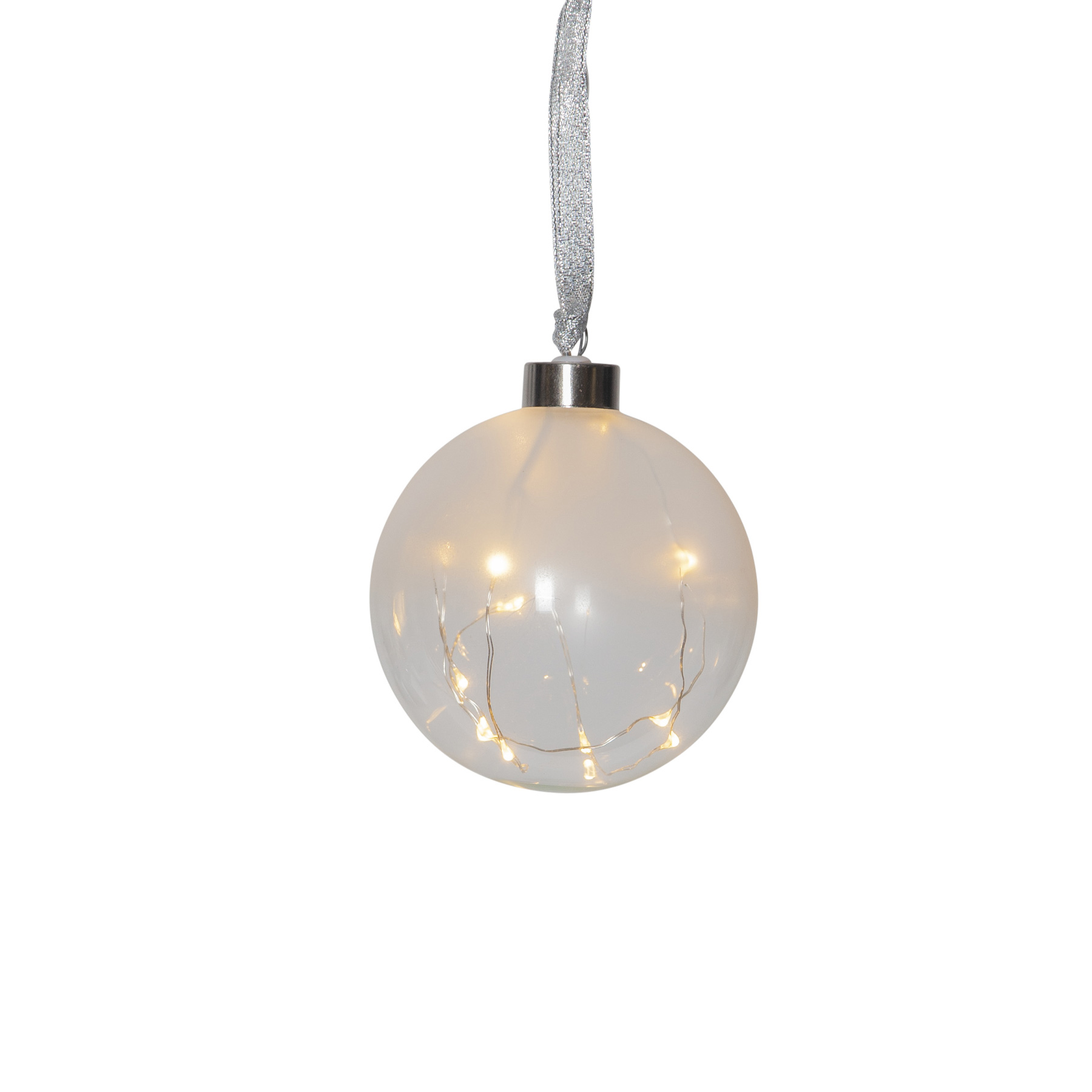 Glow - Glaskugel - 10 cm - Glasfarbe: mattiert - Timer - Batteriebetrieb - Lichtfarbe: Warmweiß