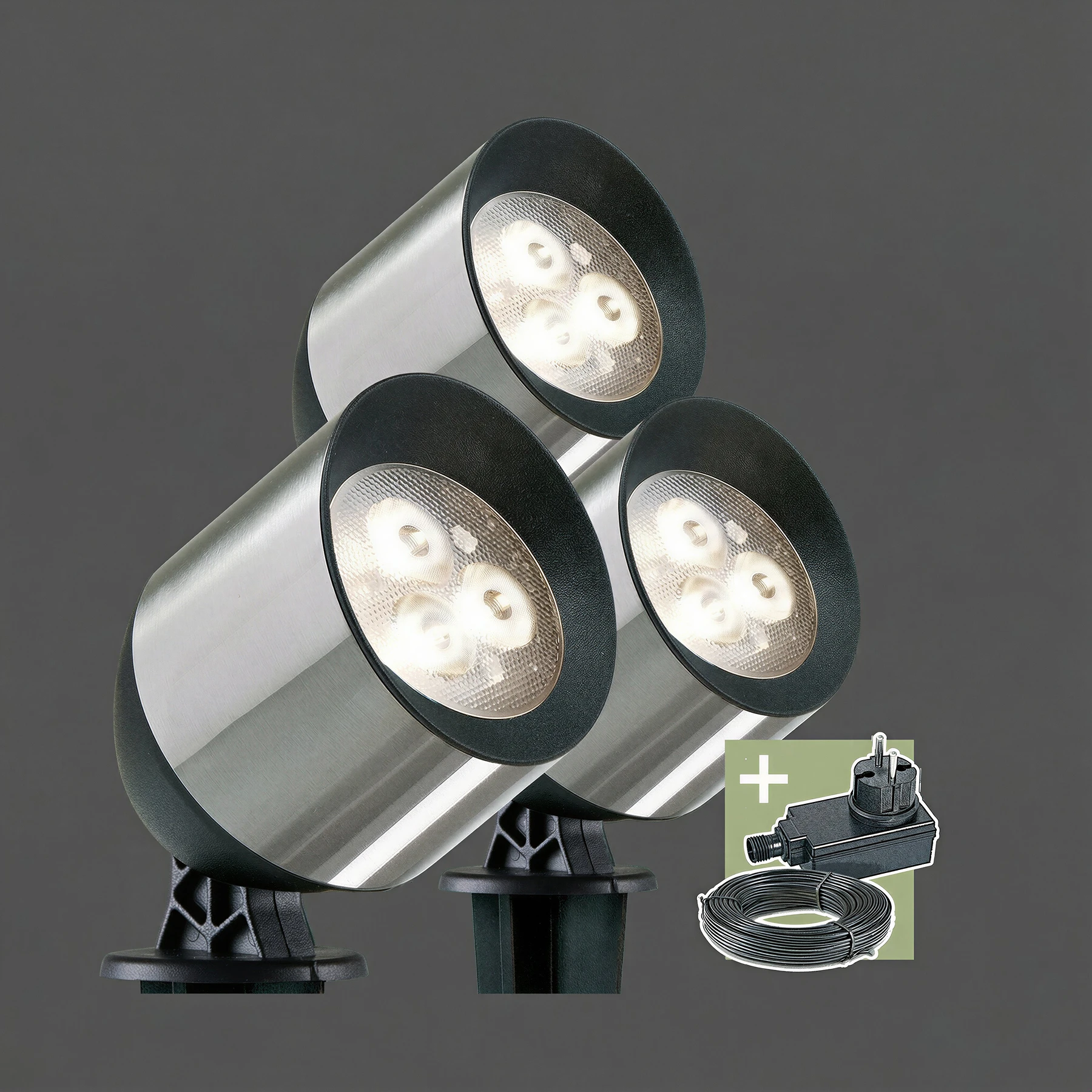 Ludeco, 12V Wegeleuchte - Joren 3er Set, 3W, warmweiß, IP44