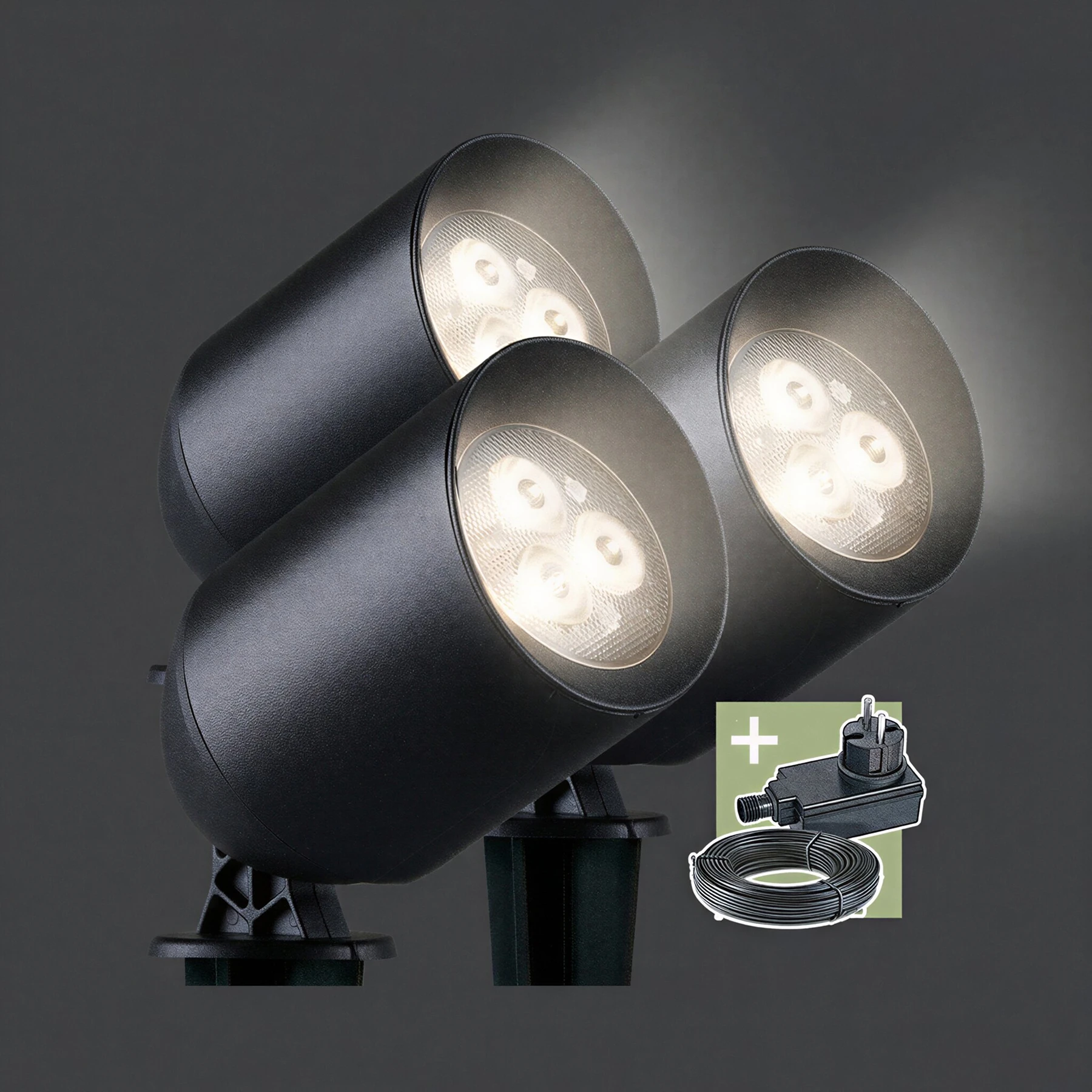 Ludeco, 12V Wegeleuchte - Stig 3er Set, 4,5W, warmweiß, IP44