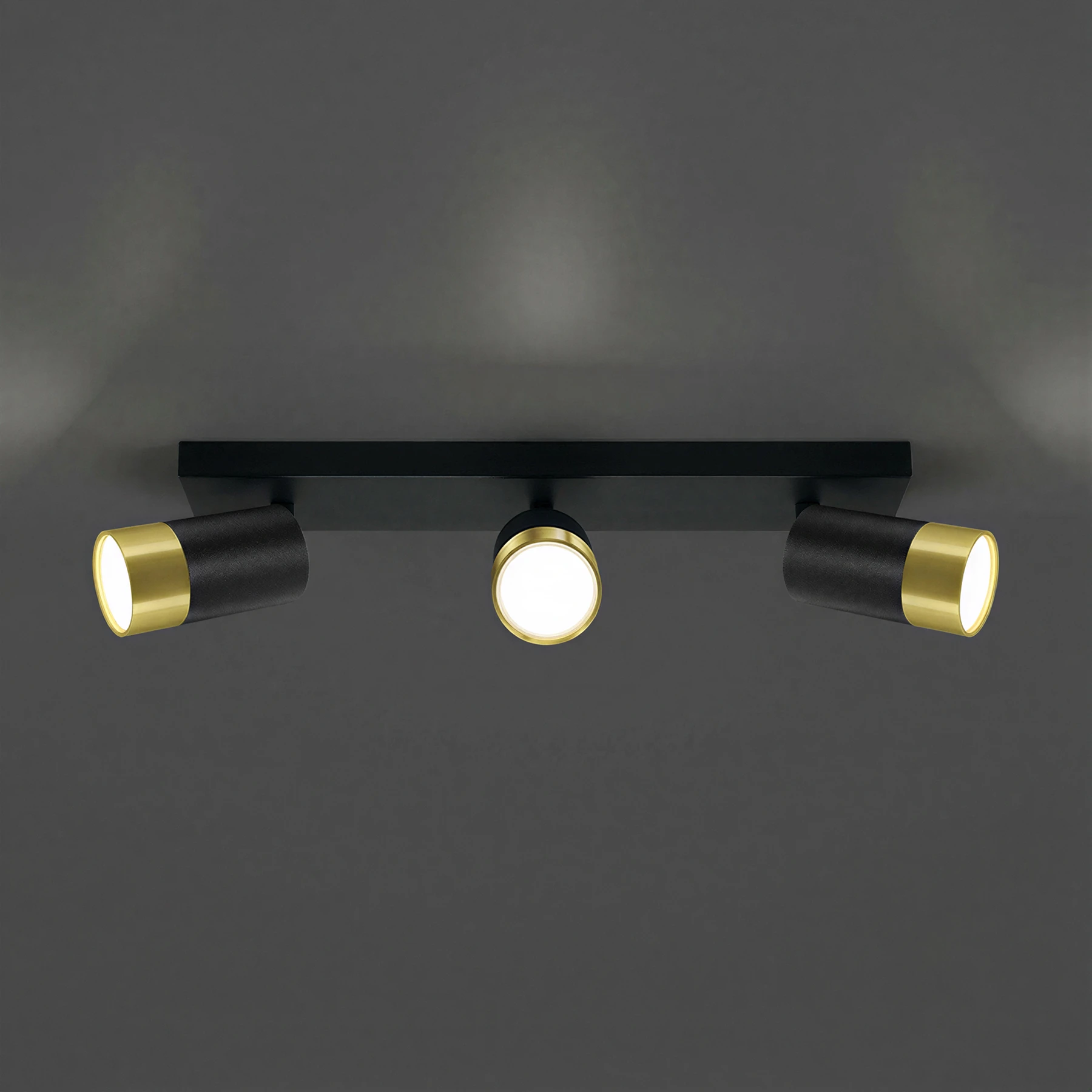 PUZON SPT 3 - Decken Spotleuchte in schwarz/gold - Lichtfarbe: individuell wählbar