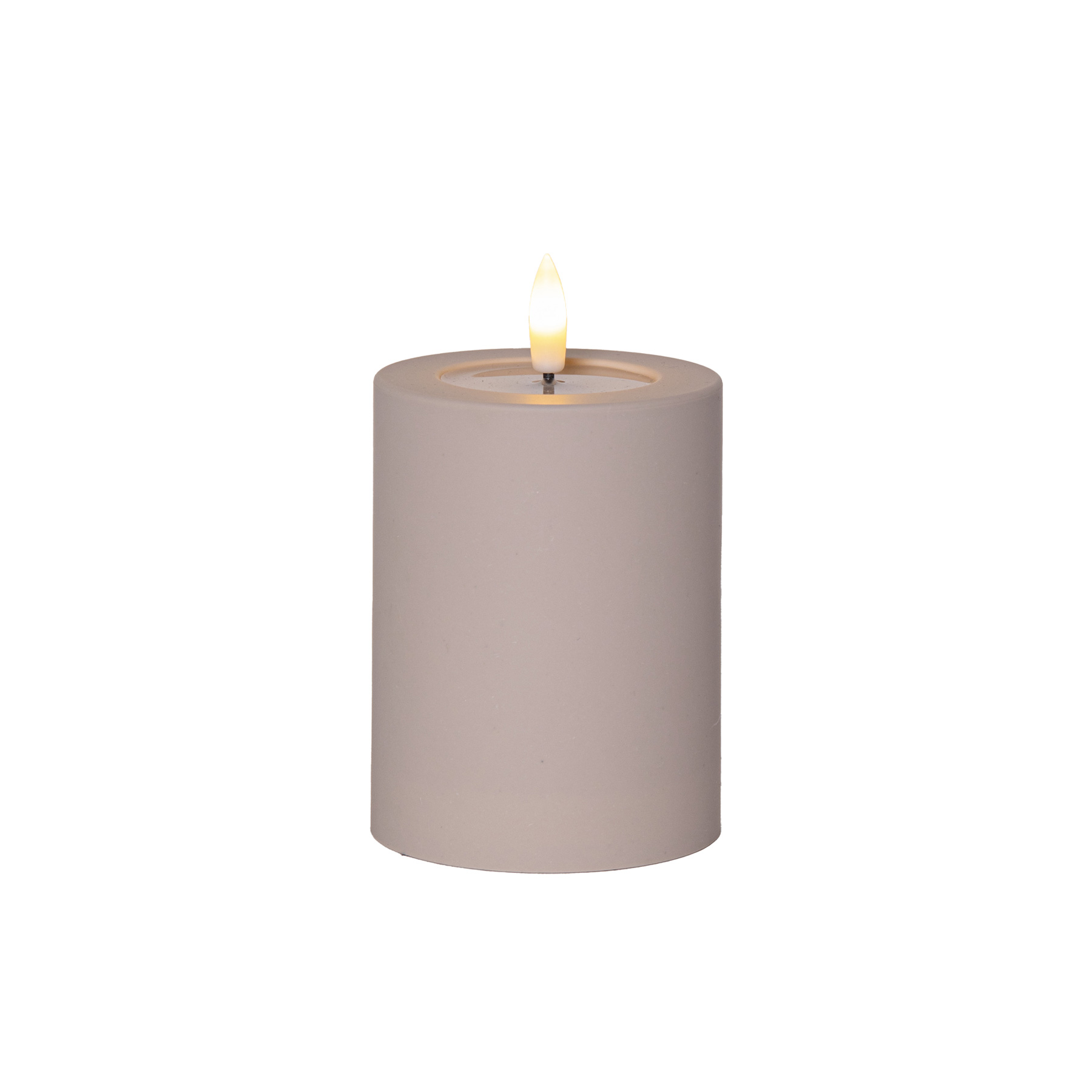 Flamme Soft - Kerze für außen - Beige - Höhe: 12,5 cm - Batteriebetrieb - Timer - flackernd