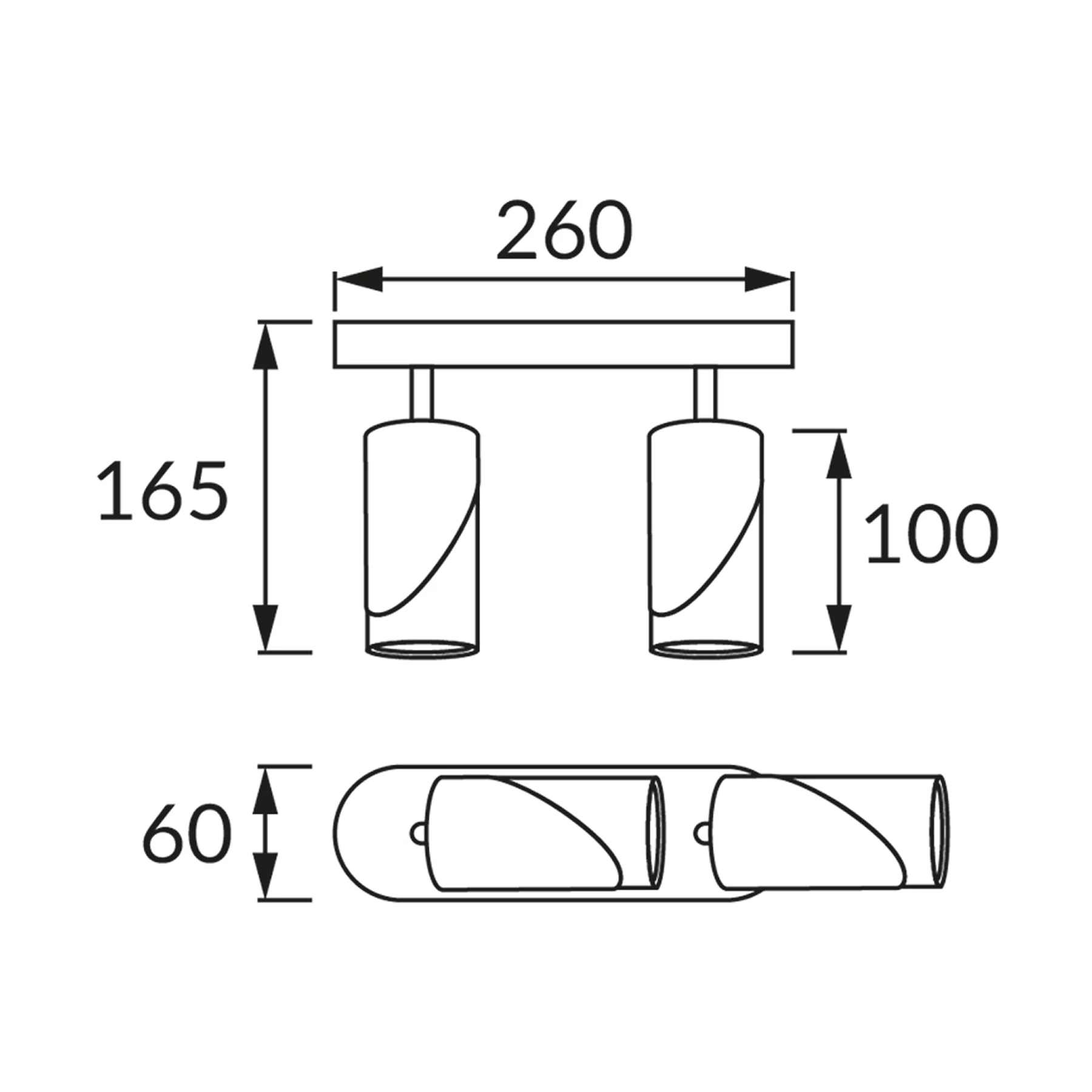 ZEBRA SPT 2 - Decken Spotleuchte in schwarz/weiß  - ohne Leuchtmittel