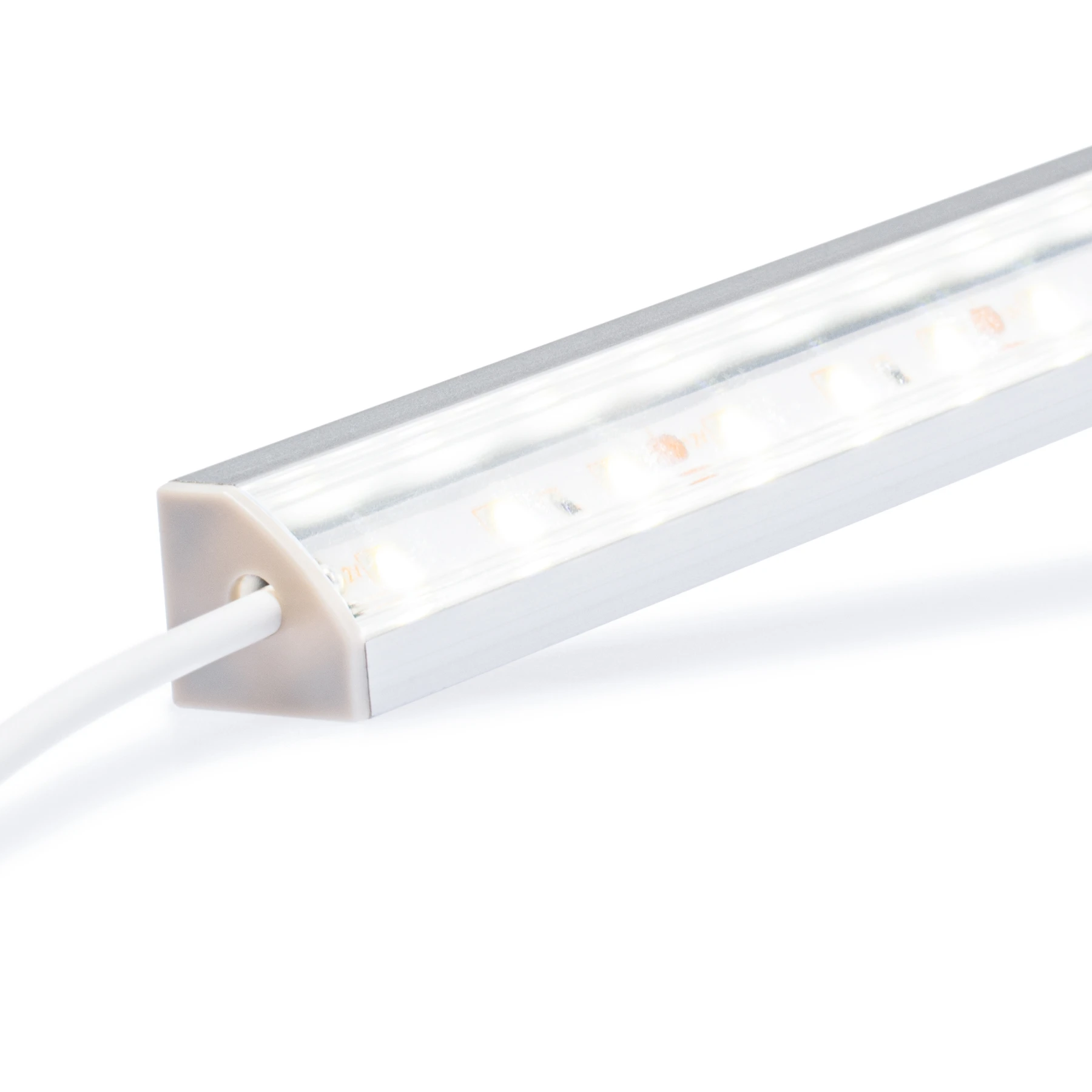 24V LED-Eckleiste mit klarer Abdeckung -  weiß 6000K - kein Anschlußkabel zum Netzteil - 28cm mit 35 SMD LEDs - 5 Watt 360 Lumen