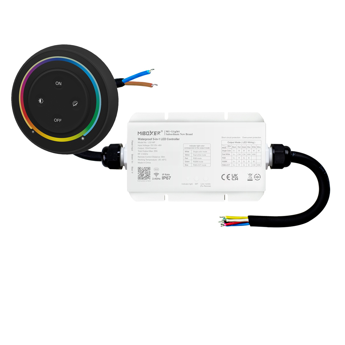 LED Funk Controller Set - 1 Zone - 5 Kanal - RGB+CCT - Fernbedienung (2,4 GHz) - IP67 wasserfest