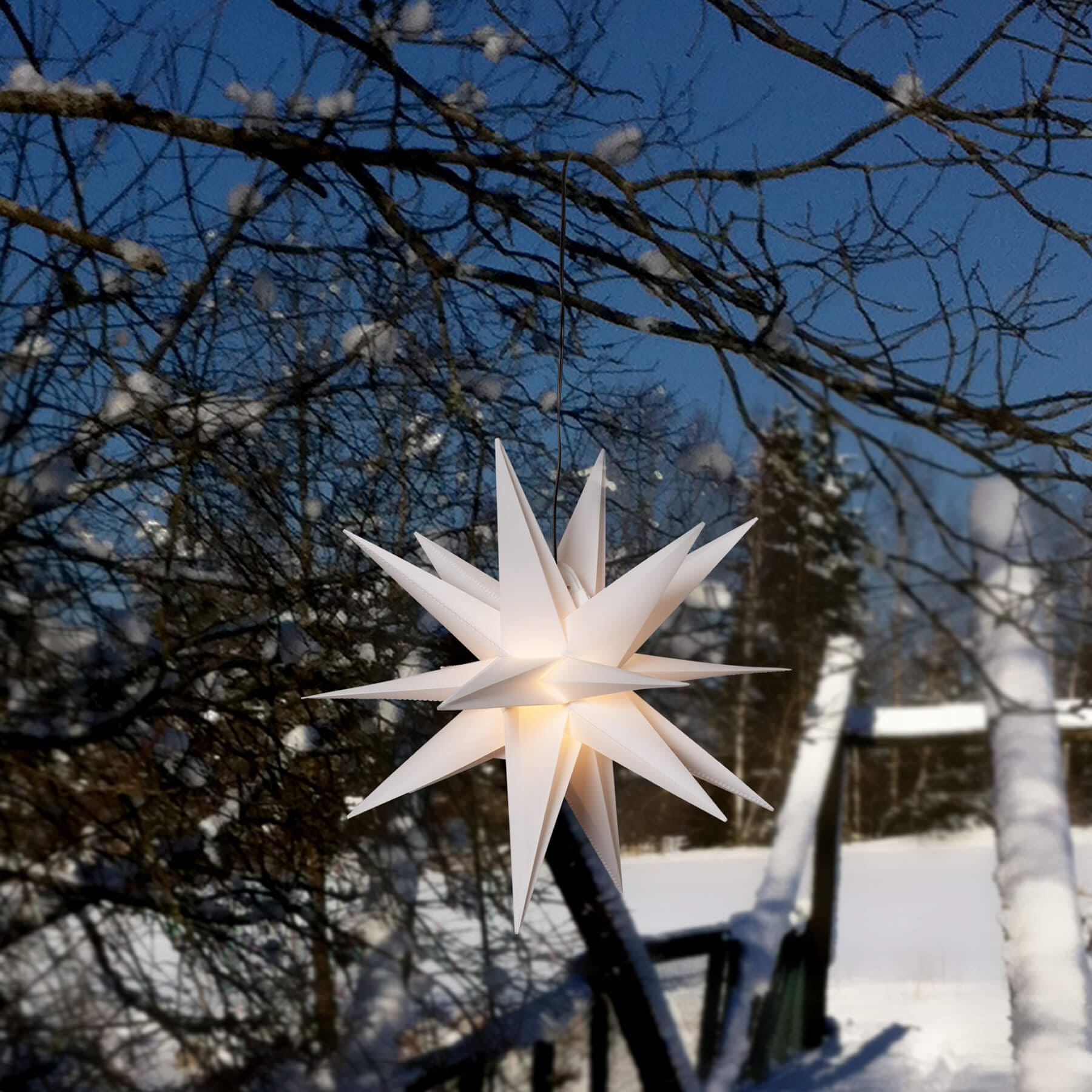 Alice 35 cm in Weiß - Weihnachtsstern für außen - Timer - Batteriebetrieb - Lichtfarbe: Warmweiß