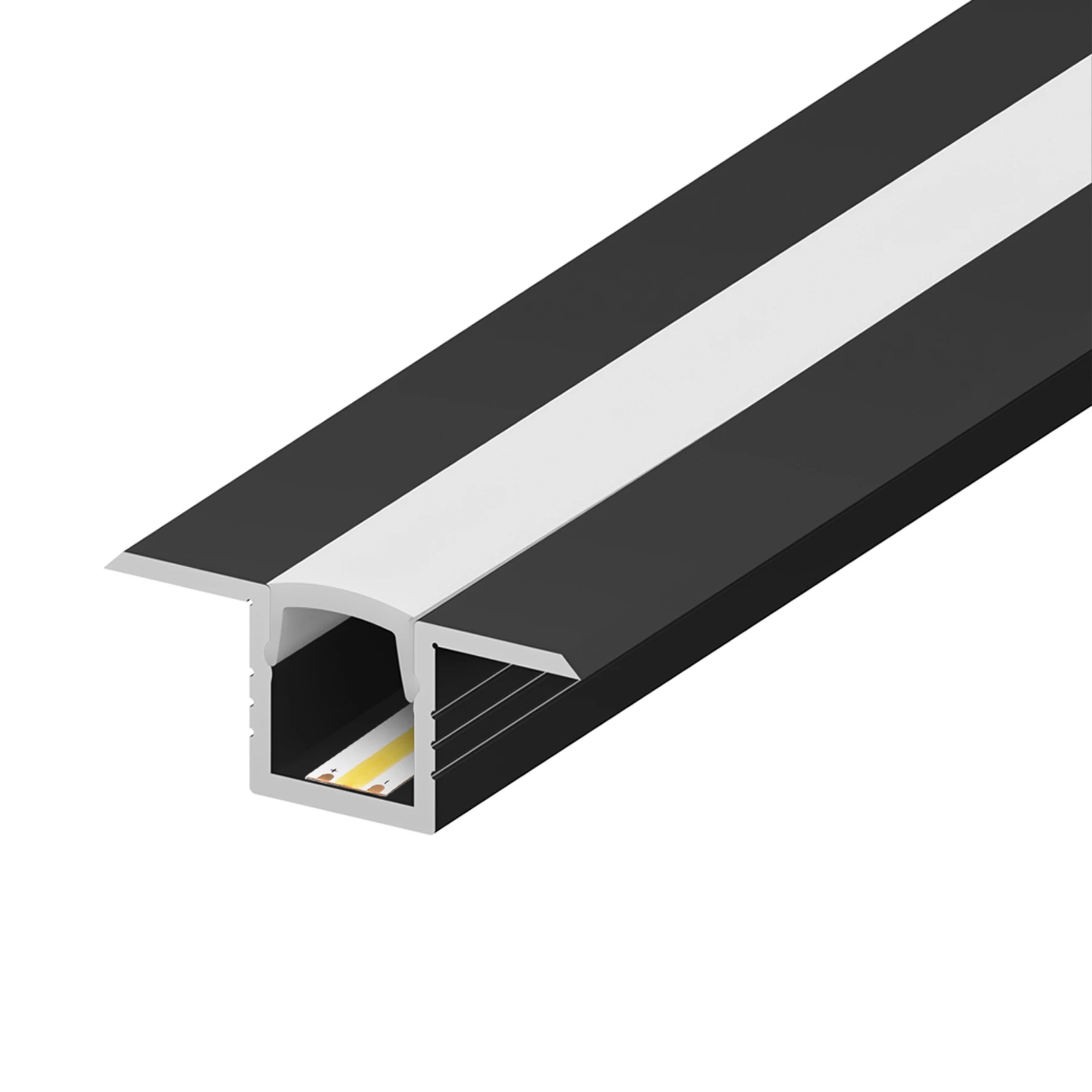 schwarzes Aluminium LED Einbauprofil in Wunschlänge, 1,7 x 0,71cm