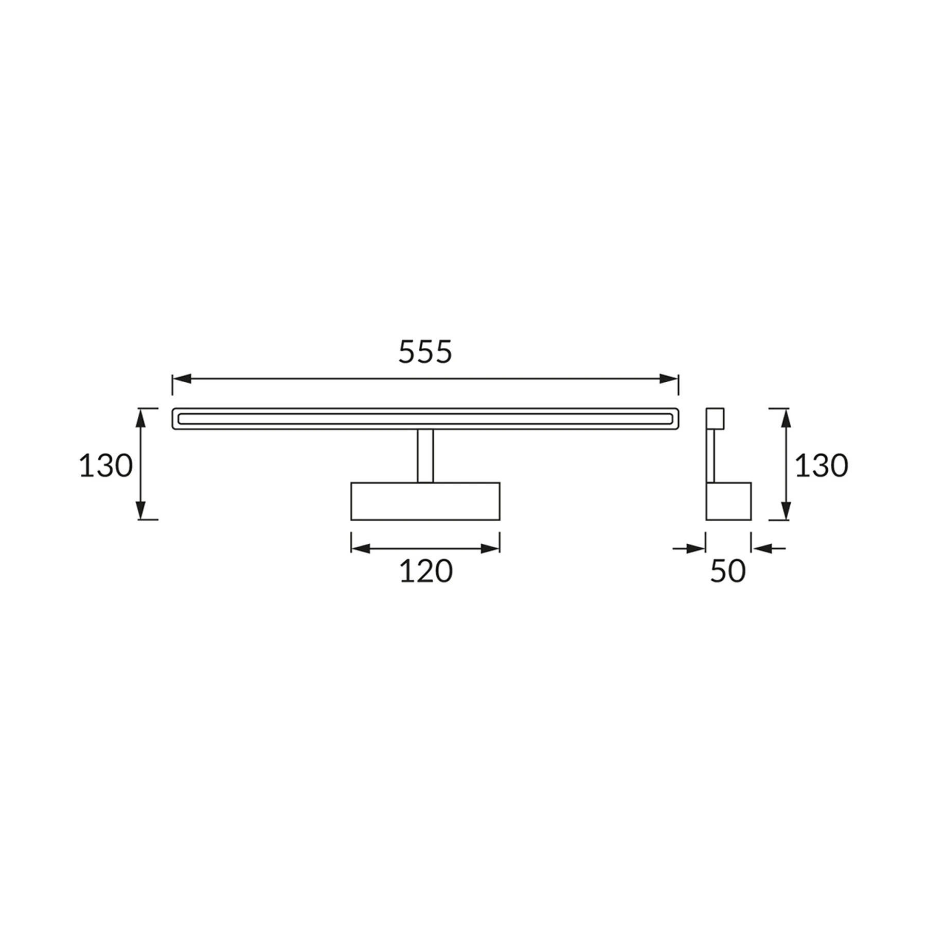 230V LED - Spiegelleuchte in  Chrom - Lichtfarbe: Neutralweiß - 12W - 55,5cm