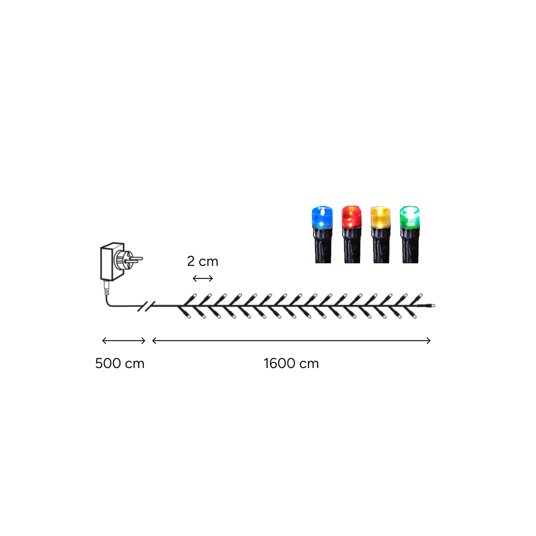 Flashy - Lichterkette für außen - 16 m - 800 LEDs - Timer - Netzbetrieb - 8 Funktionen - Mehrfarbig