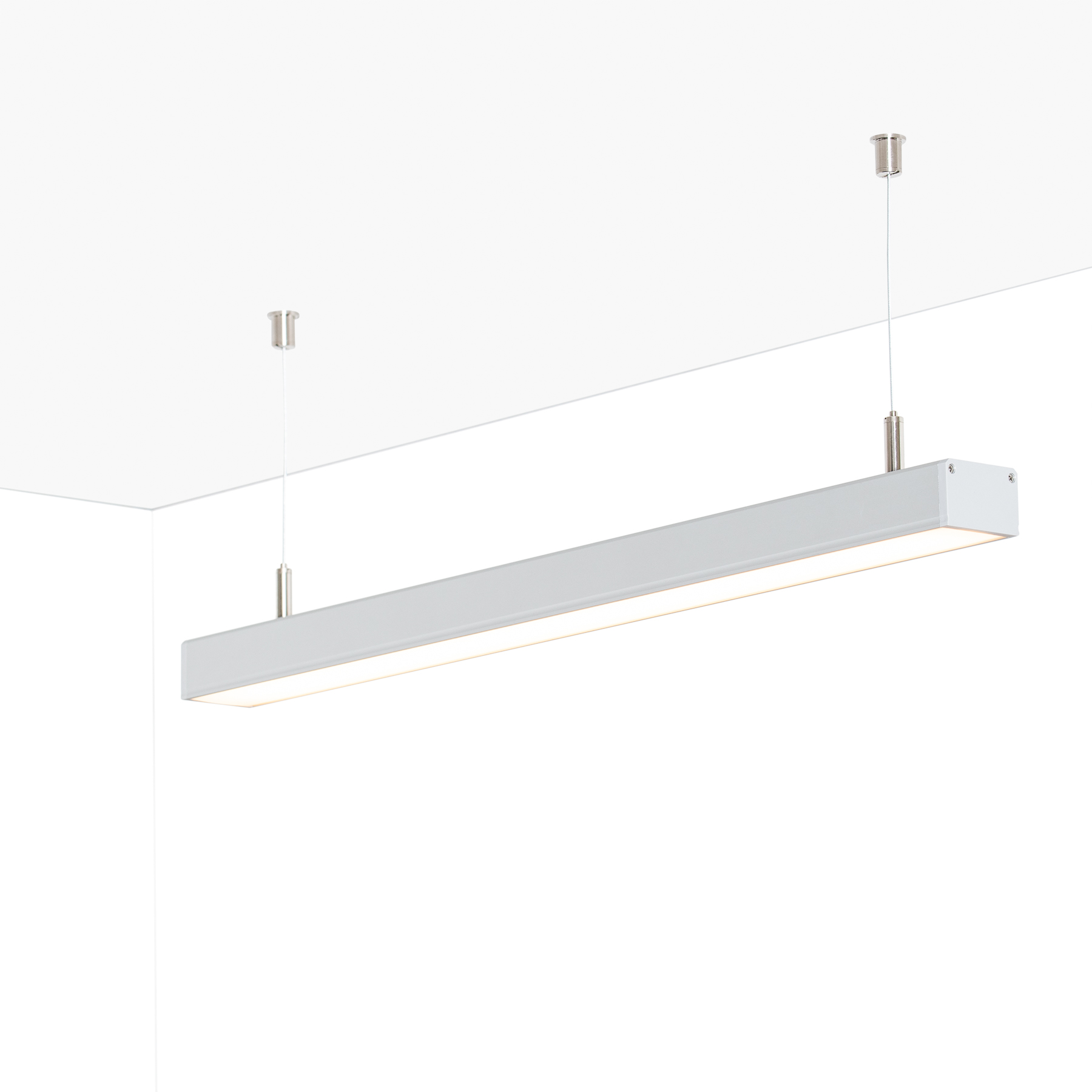 24V Aluminium LED Pendelleuchte - warmweiß - linear - diffuse Abdeckung, bis 3m Länge - 121cm - 280 High Power LEDs - 22,4 Watt - 3663 Lumen - ohne Netzteil