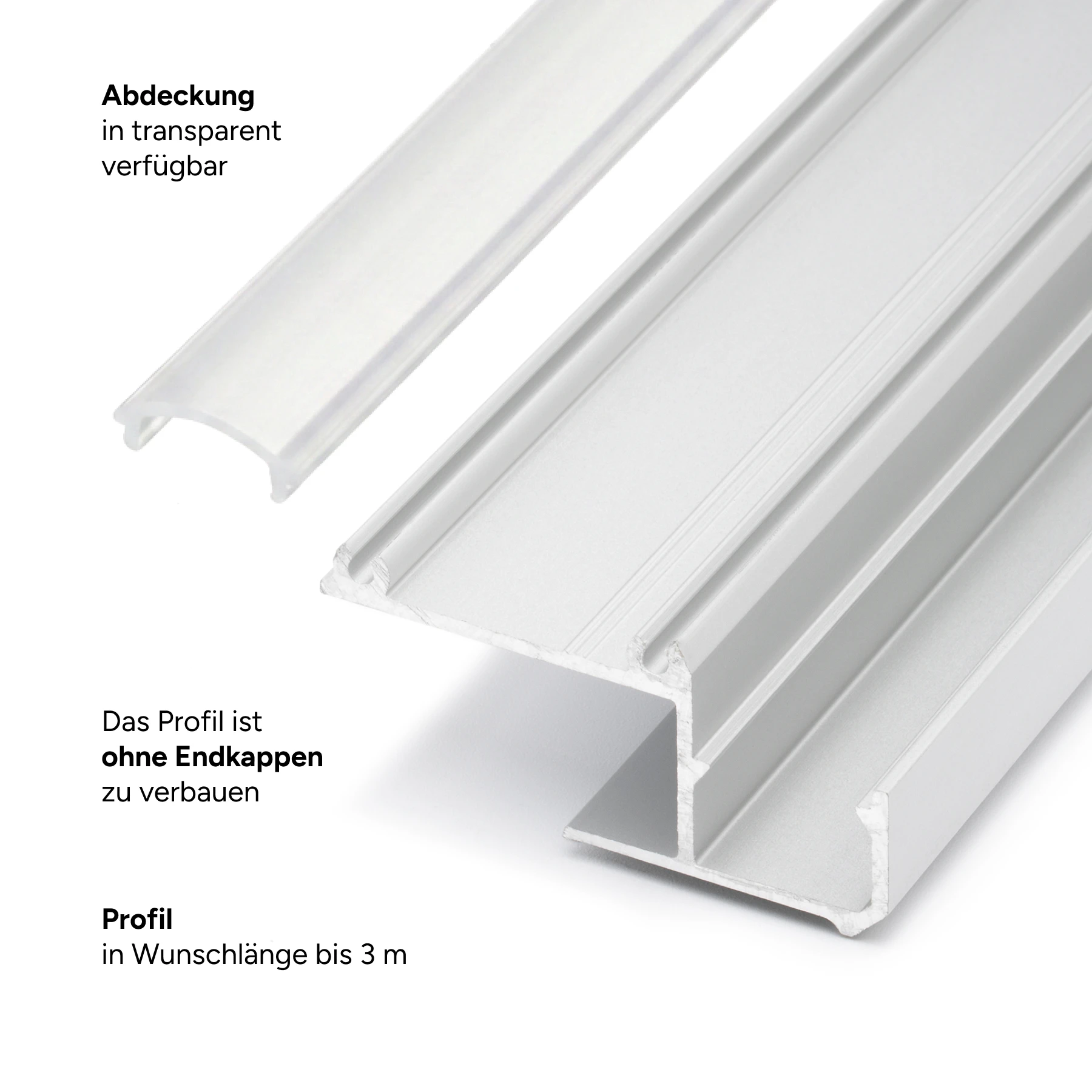 Aluminium LED Trockenbau Abschluss Profil, indirekt, 4,41 x 2,04 x 15cm - ohne Abdeckung