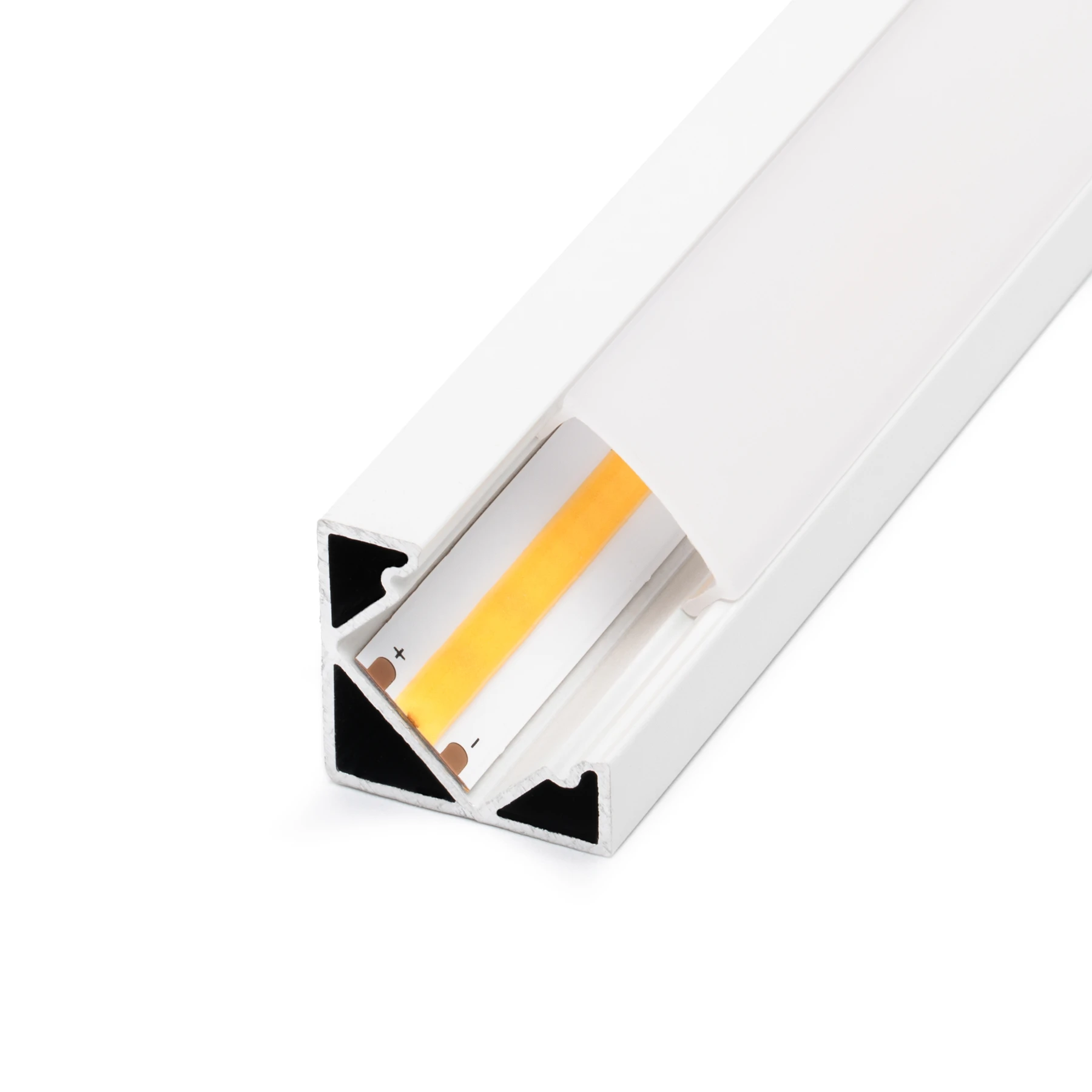 weißes Aluminium LED Eck Profil in Wunschlänge, 90°, 1,85 x 1,85cm