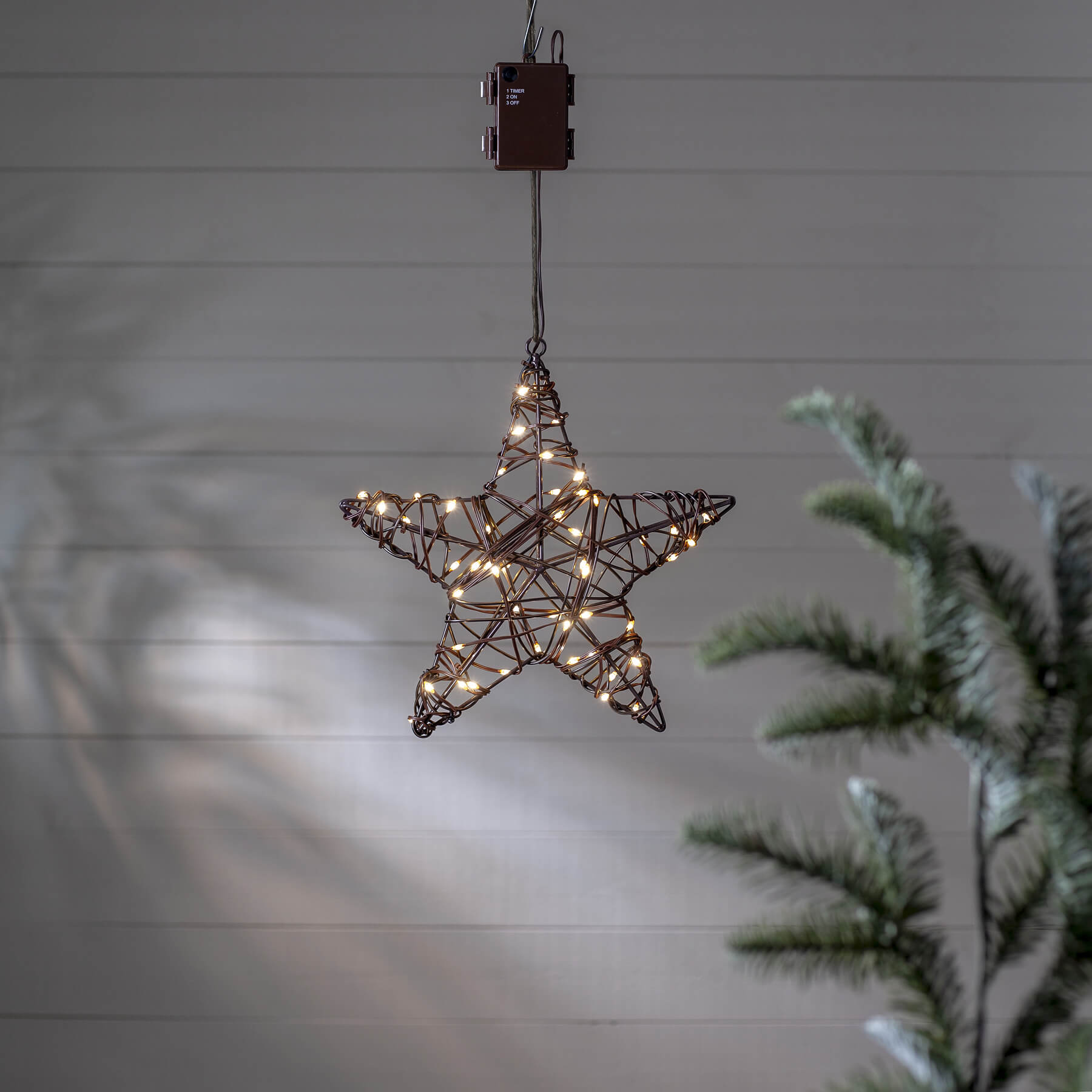 Star 30 - Weihnachtsdeko für außen - Rattan Stern - Timer - Batteriebetrieb - Lichtfarbe: Warmweiß