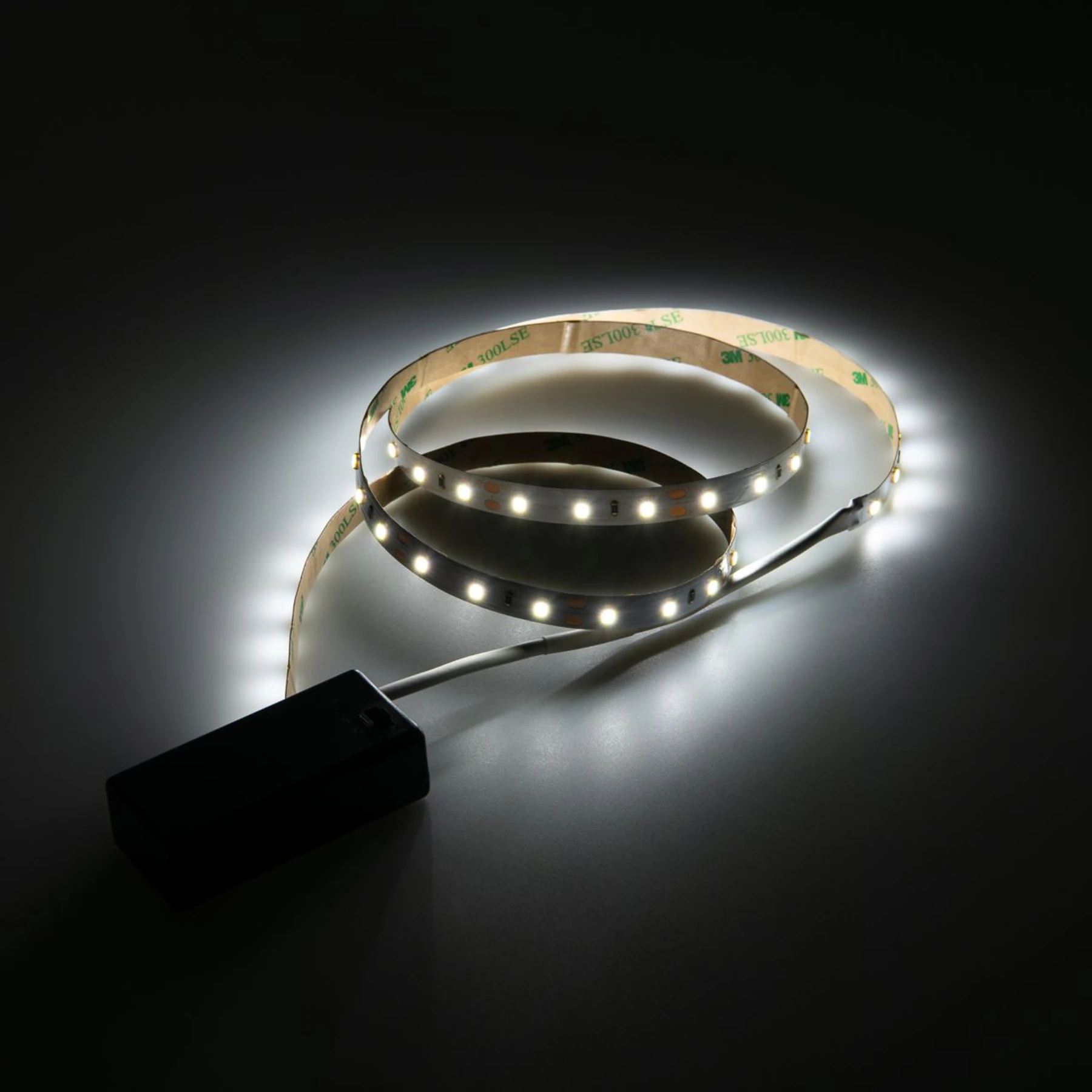 Batteriebetriebenes LED Streifen Set, Lichtfarbe Weiß, 9V Block