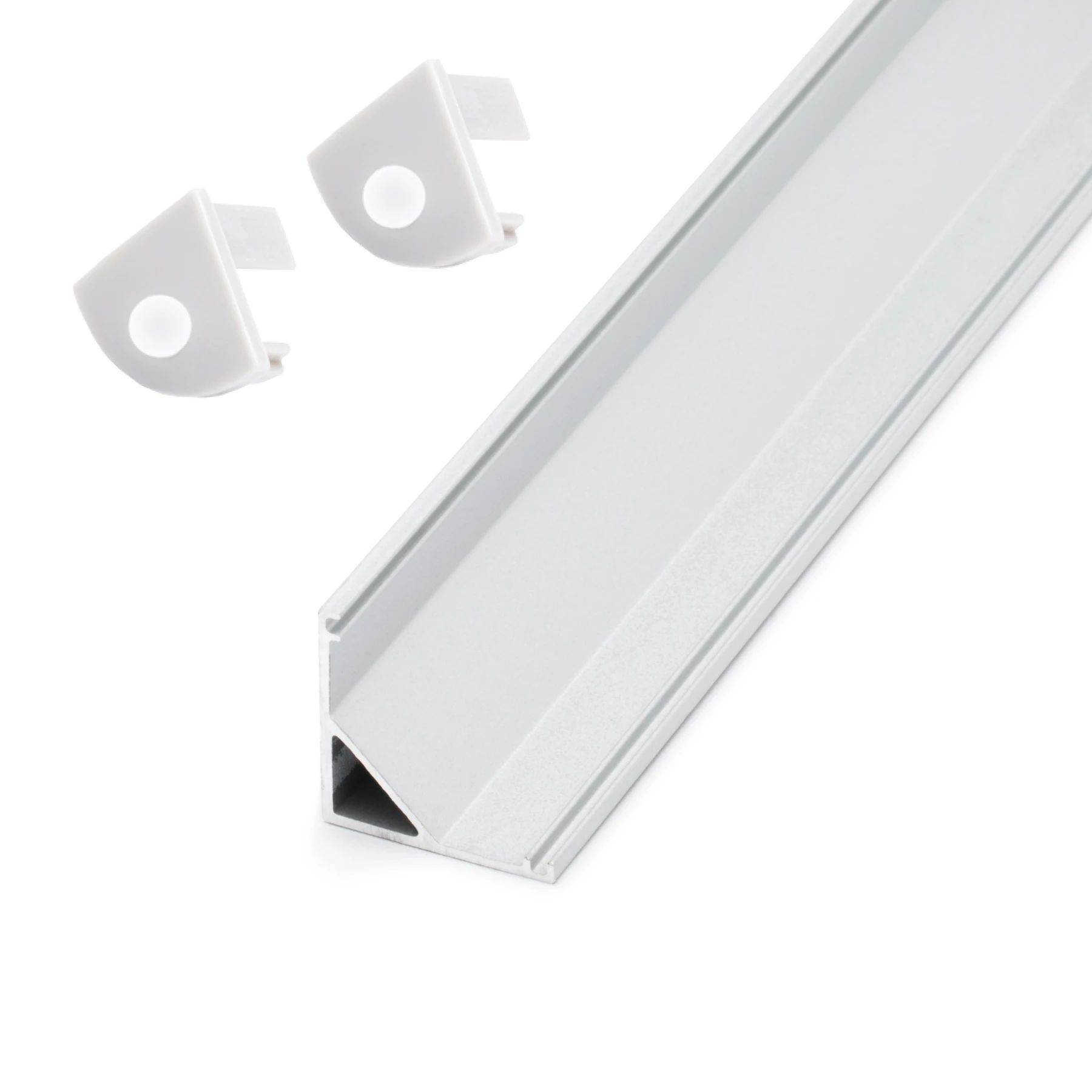 Aluminium LED Eck Profil, round line, 1,6 x 1,6 x 50cm - ohne Abdeckung - 2er Set - beidseitig mit Loch