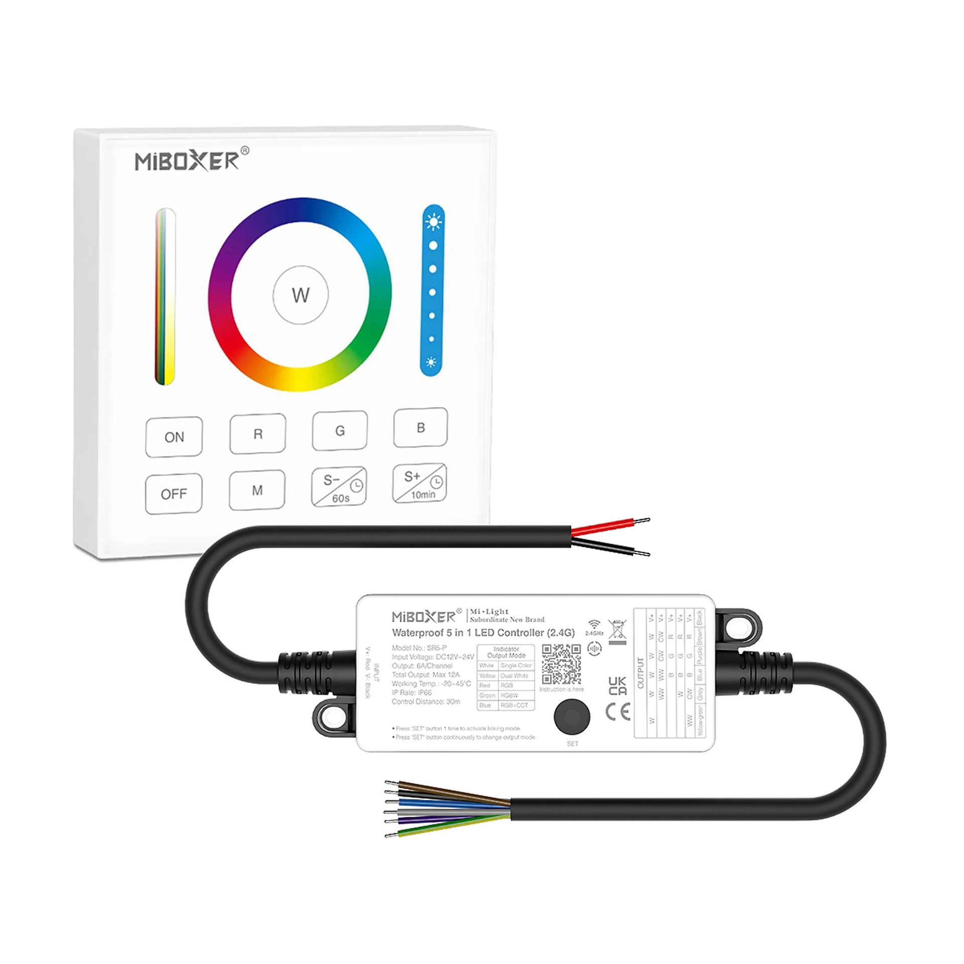LED Funk Controller Set - 1 Zone - 5 Kanal - RGB+CCT - Fernbedienung (2,4 GHz) - wasserfest - IP66
