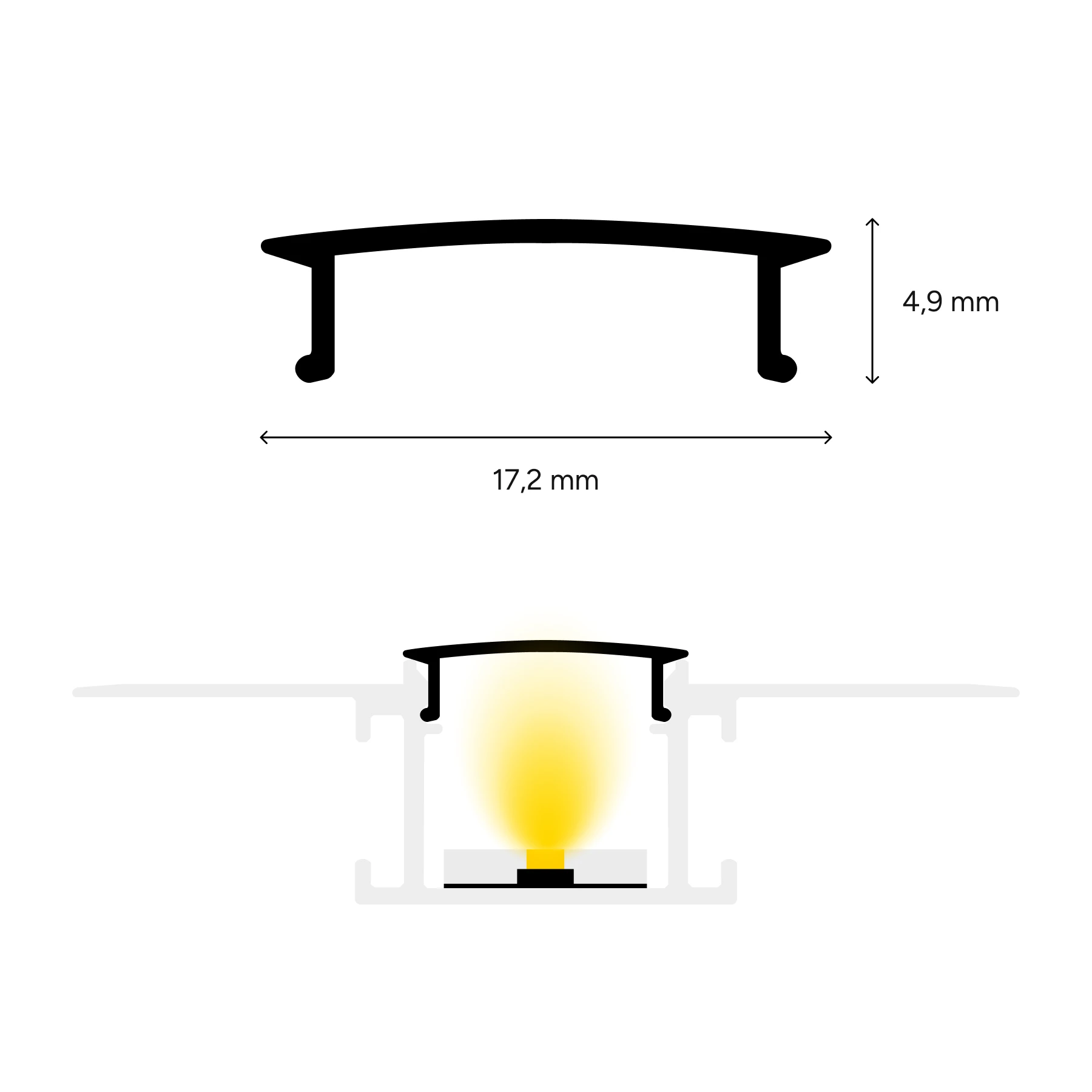 diffuse Abdeckung für LED Trockenbau Unterputzprofil - schmal, CC-71