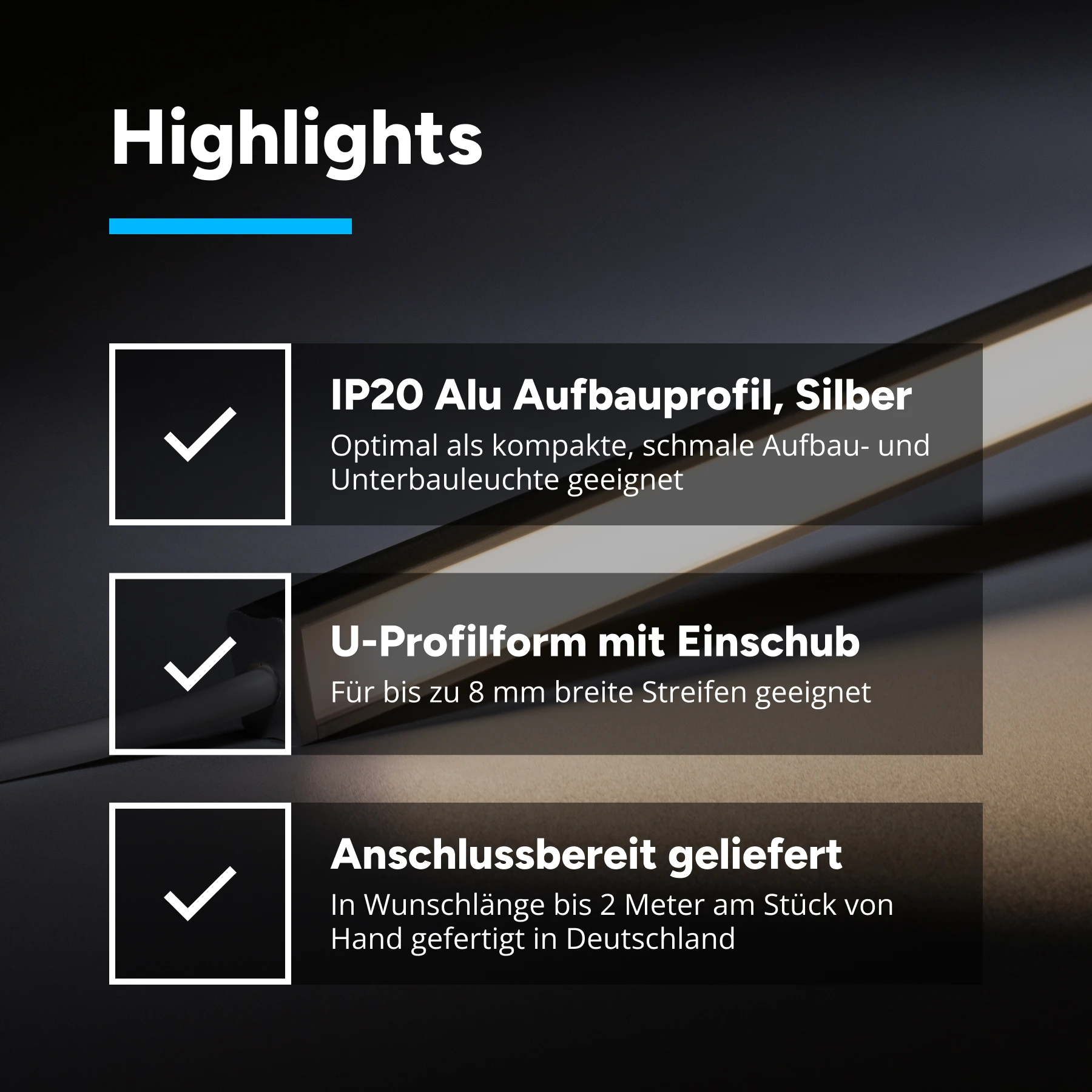 24V mini Aluminium LED Leiste – neutralweiß – diffuse Abdeckung - 33cm mit 144 LEDs - 3 Watt - 350 Lumen - kein Anschlußkabel zum Netzteil