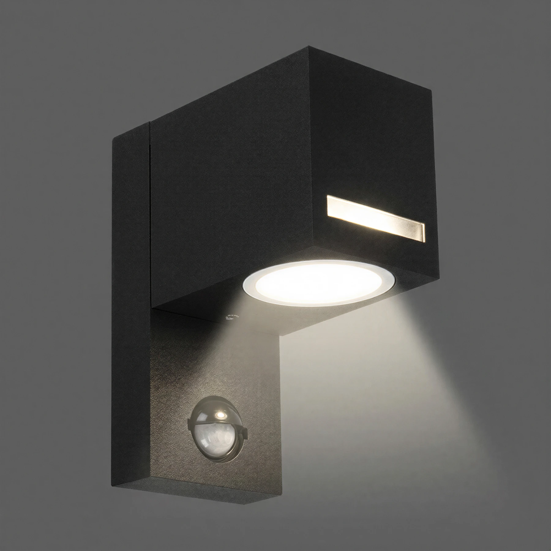 Wandleuchte mit Bewegungsmelder in schwarz - Lichtfarbe: individuell wählbar - GU10