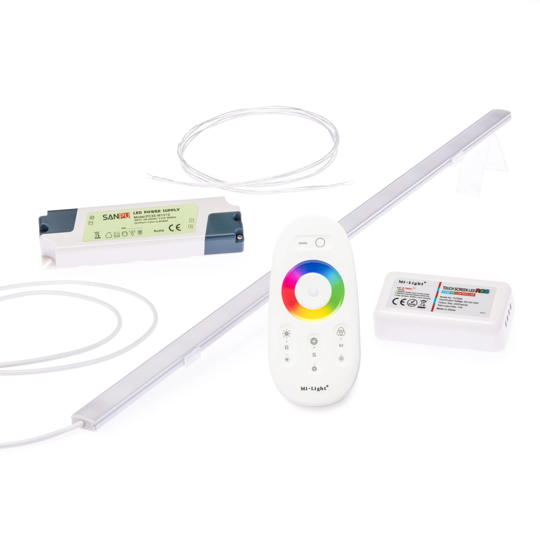 12V RGB LED Leisten Set mit Fernbedienung und Netzteil, 103cm Länge, Farbwechsel