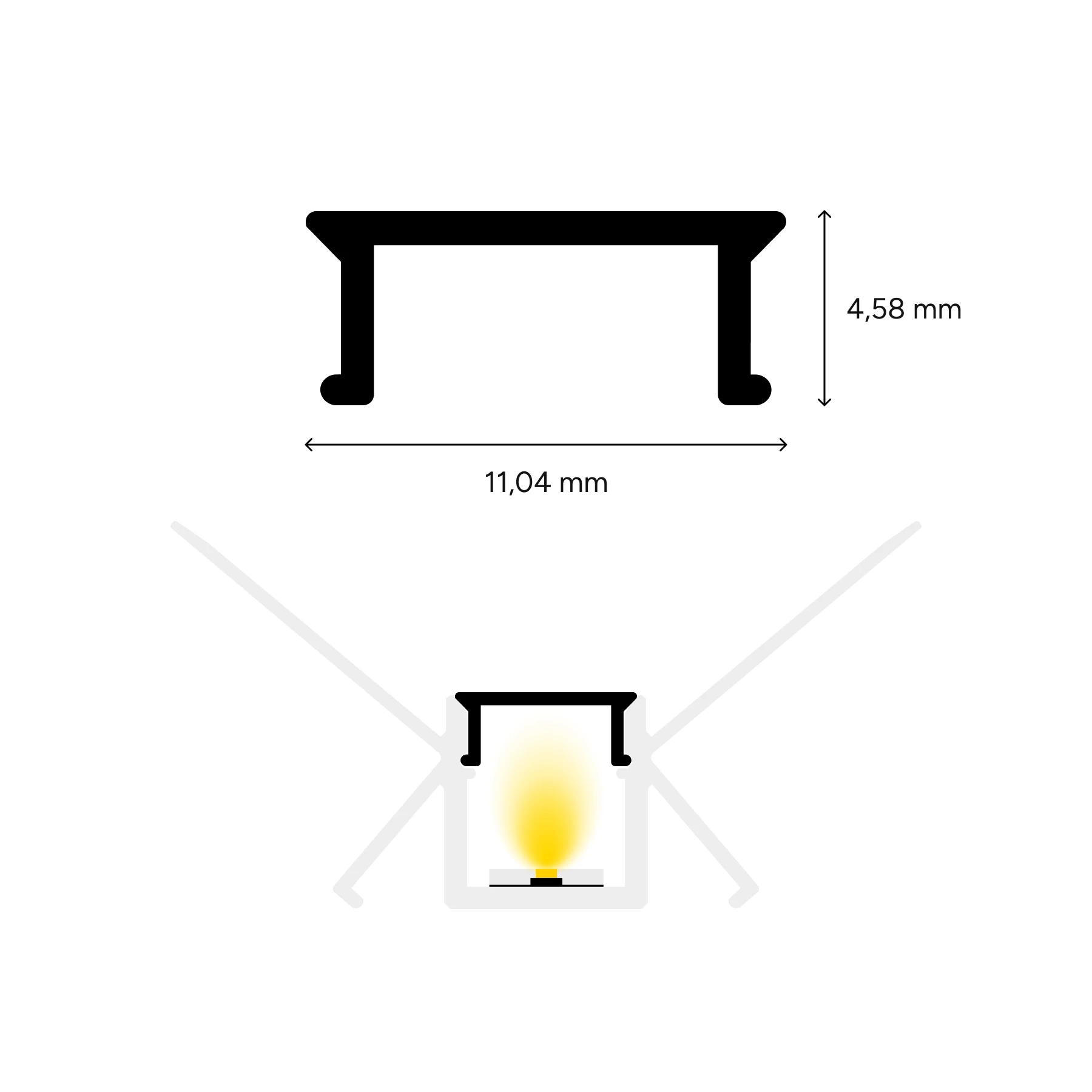 diffuse Abdeckung für LED Trockenbau Unterputzprofil - Innenecke, CC-90 - 100cm Länge